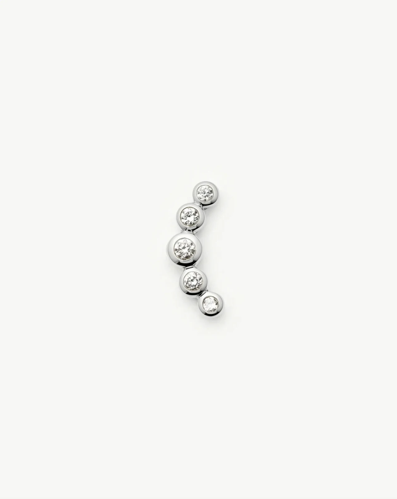 Solid Gold Diamond Ear Climber Flat Back Stud Earring | 9ct Solid White Gold