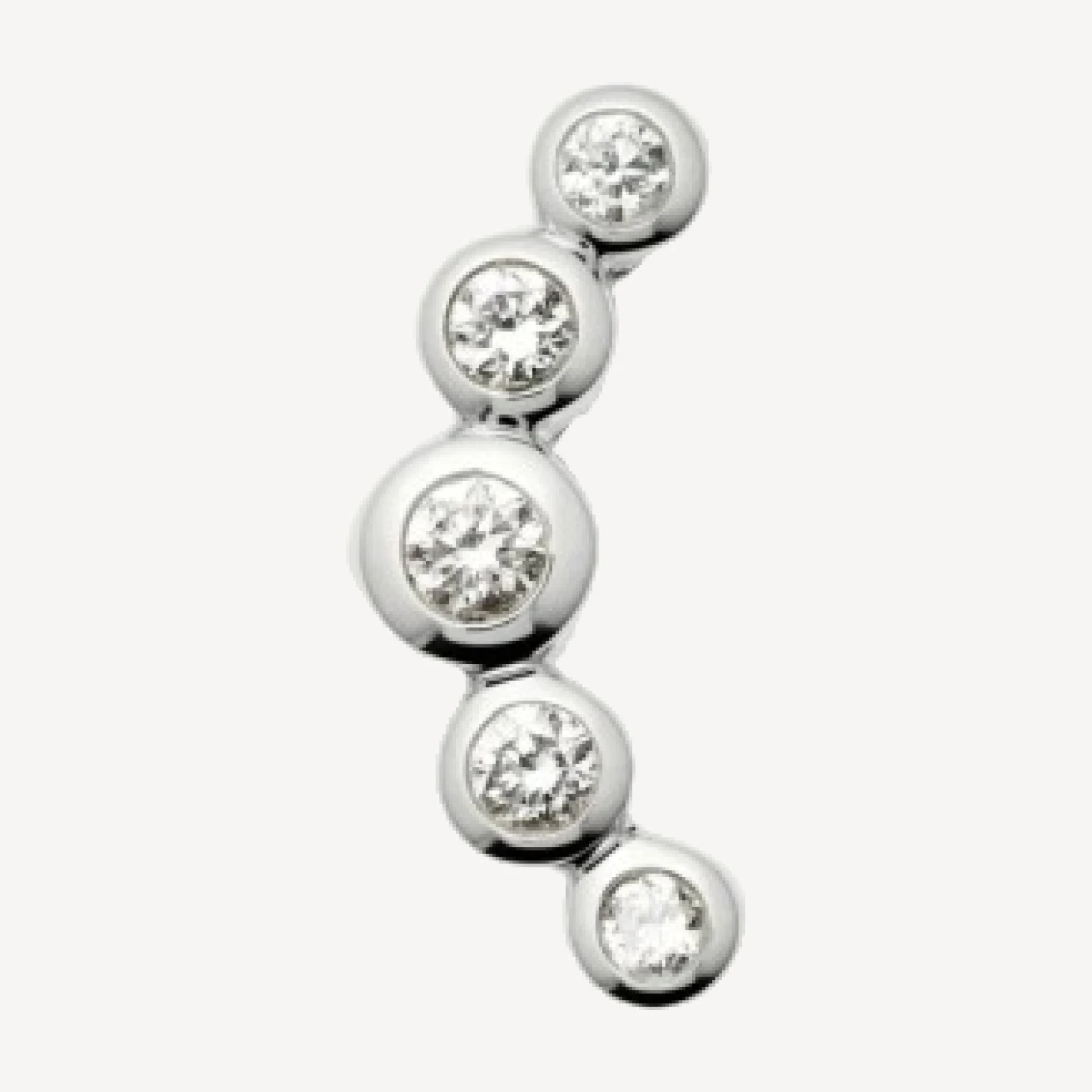 Solid Gold Diamond Ear Climber Flat Back Stud Earring | 9ct Solid White Gold