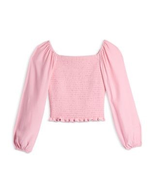 Aqua Girls' Long Sleeved Smocked Top, Big Kid - Exclusive