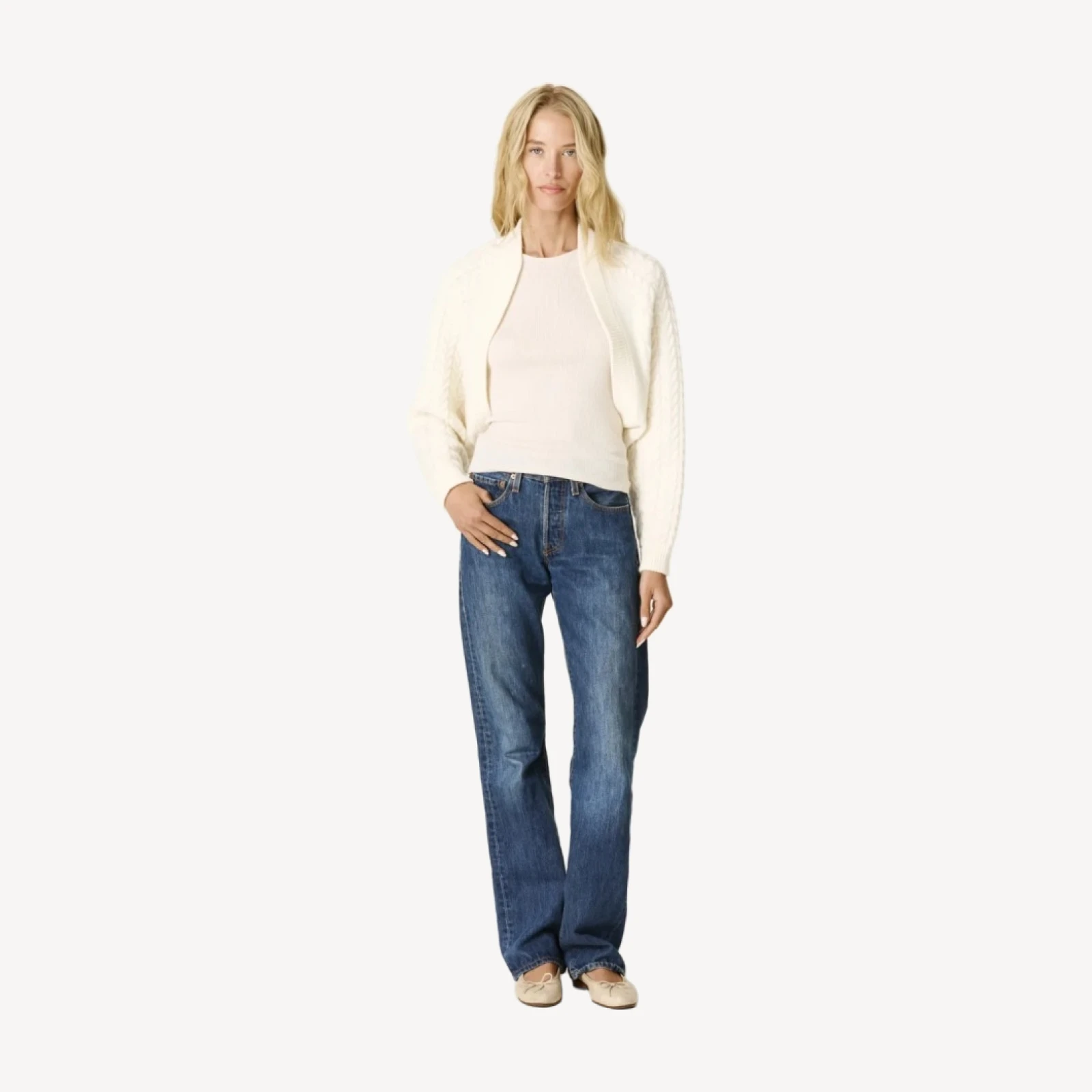 MIA CABLEKNIT SHRUG - ECRU