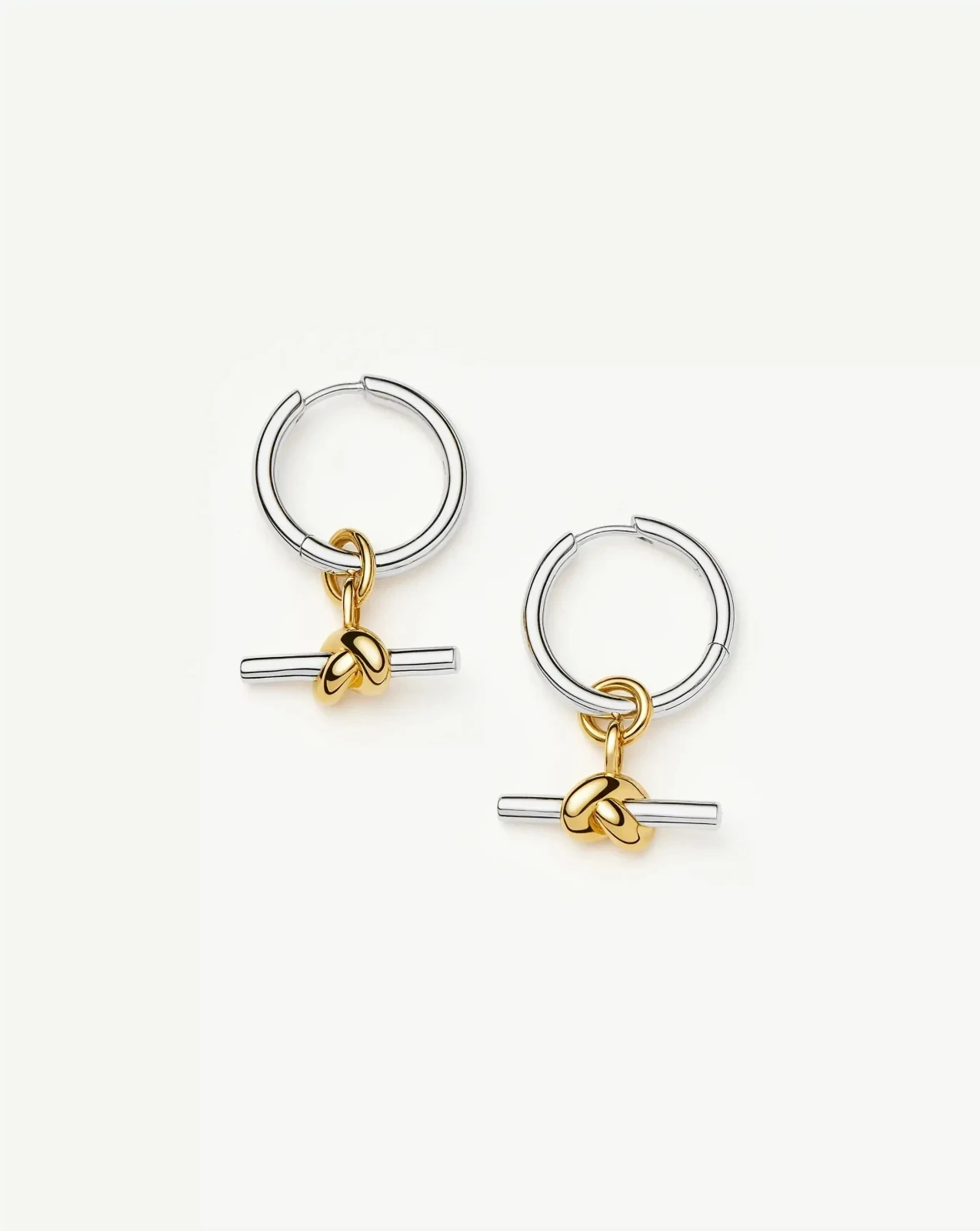 Lucy Williams Knot T-Bar Charm Hoop Earrings | Mixed Metal