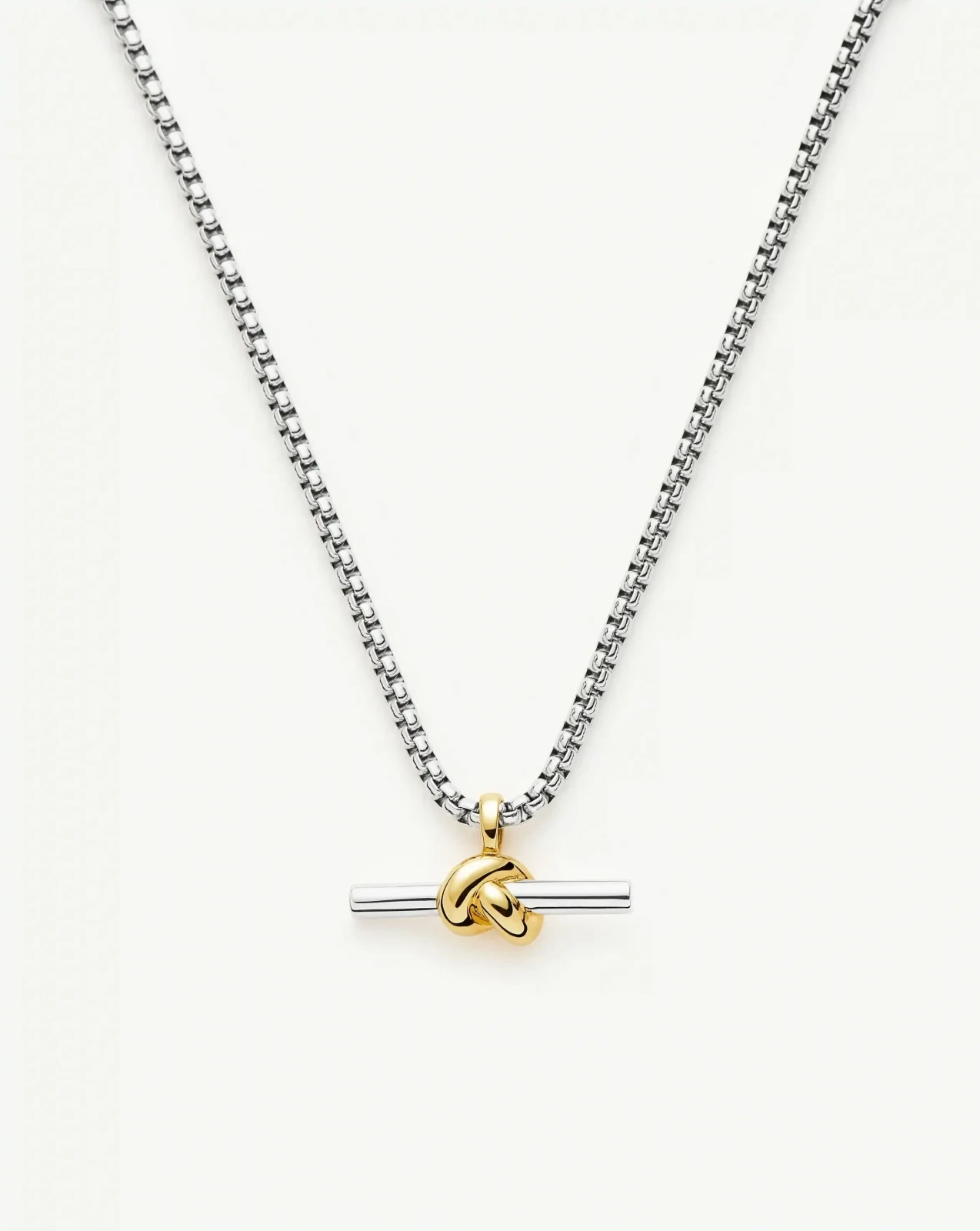 Lucy Williams Chunky Knot T-Bar Necklace | Mixed Metal