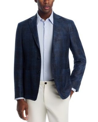 The Men's Store at Bloomingdale's Wool, Silk & Linen Plaid Unstructured Regular Fit Sport Coat - Exclusive
