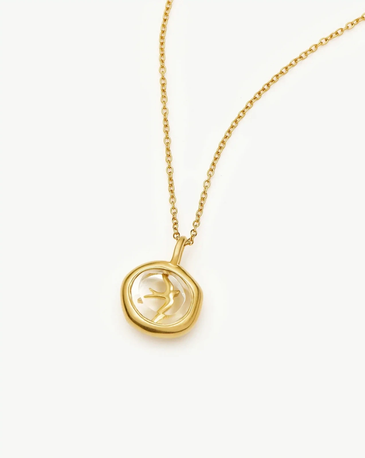Harris Reed Taking Flight Mini Pendant Necklace | 18ct Gold Plated/Crystal Quartz, Cubic Zirconia
