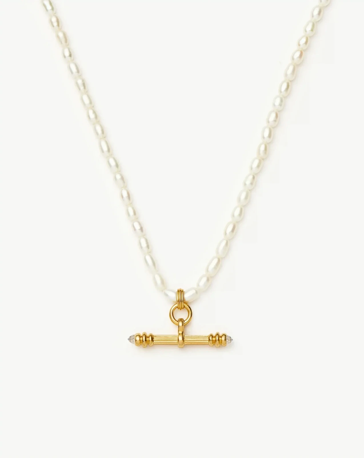 Harris Reed Pearl T-Bar Necklace | 18ct Gold Plated/Pearl