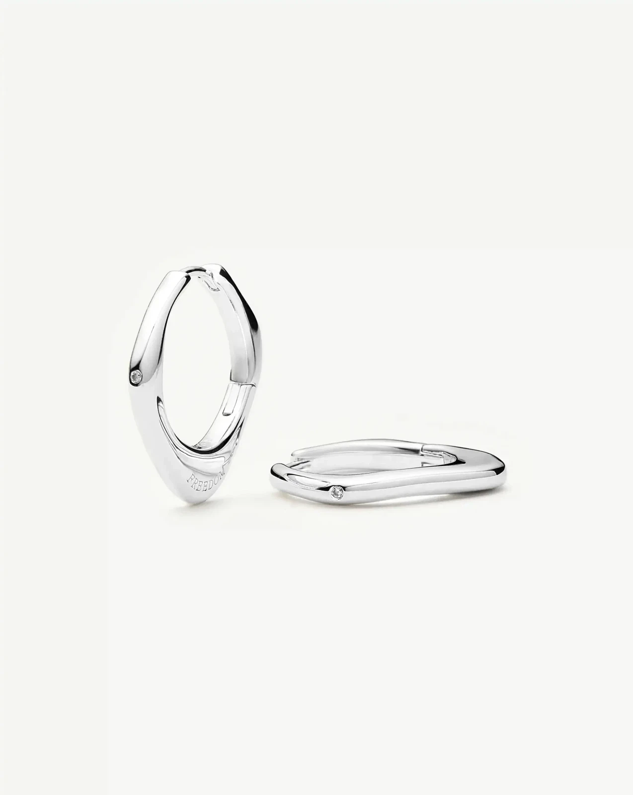 Harris Reed Fearless Medium Hoop Earrings | Silver Plated/Cubic Zirconia