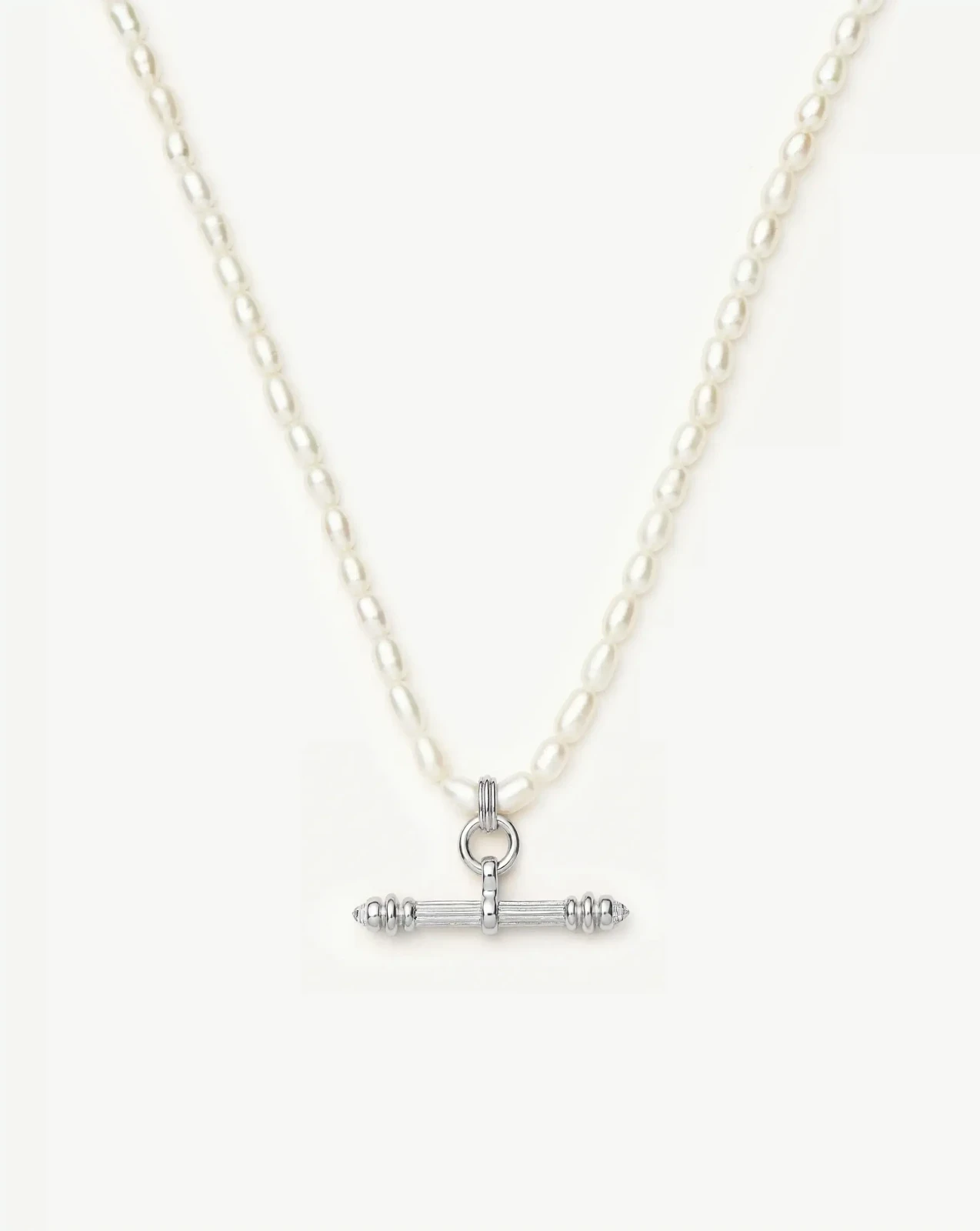Harris Reed Pearl T-Bar Necklace | Silver Plated/Pearl