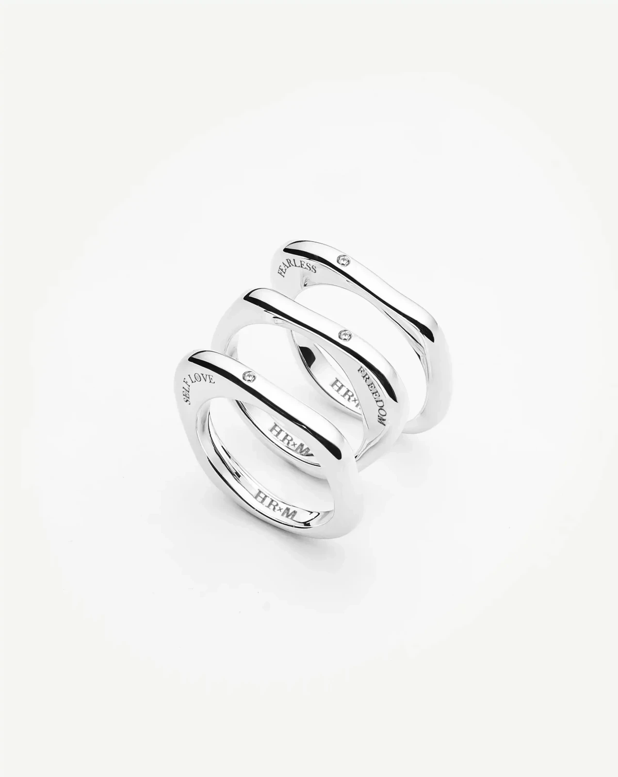 Harris Reed Self-Love Stacking Rings | Silver Plated/Cubic Zirconia