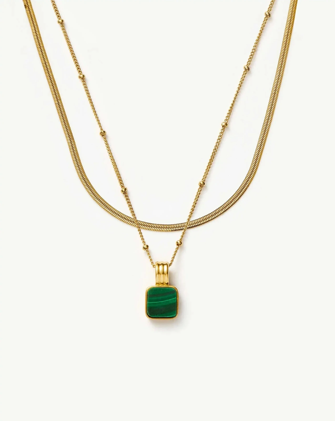 The Malachite Necklace Set | 18ct Gold Vermeil, 18ct Gold Plated