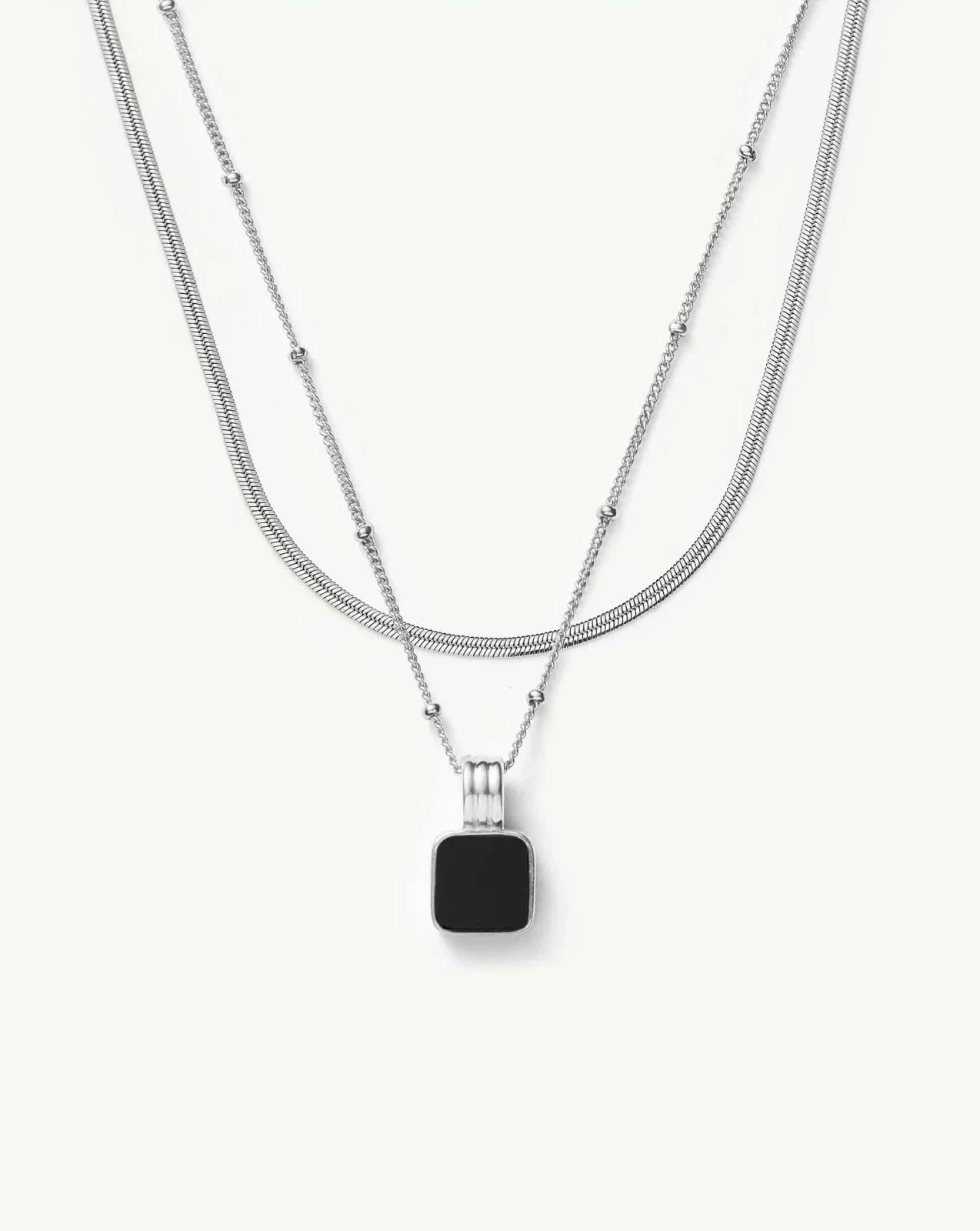 The Black Onyx Necklace Set | Sterling Silver, Silver Plated