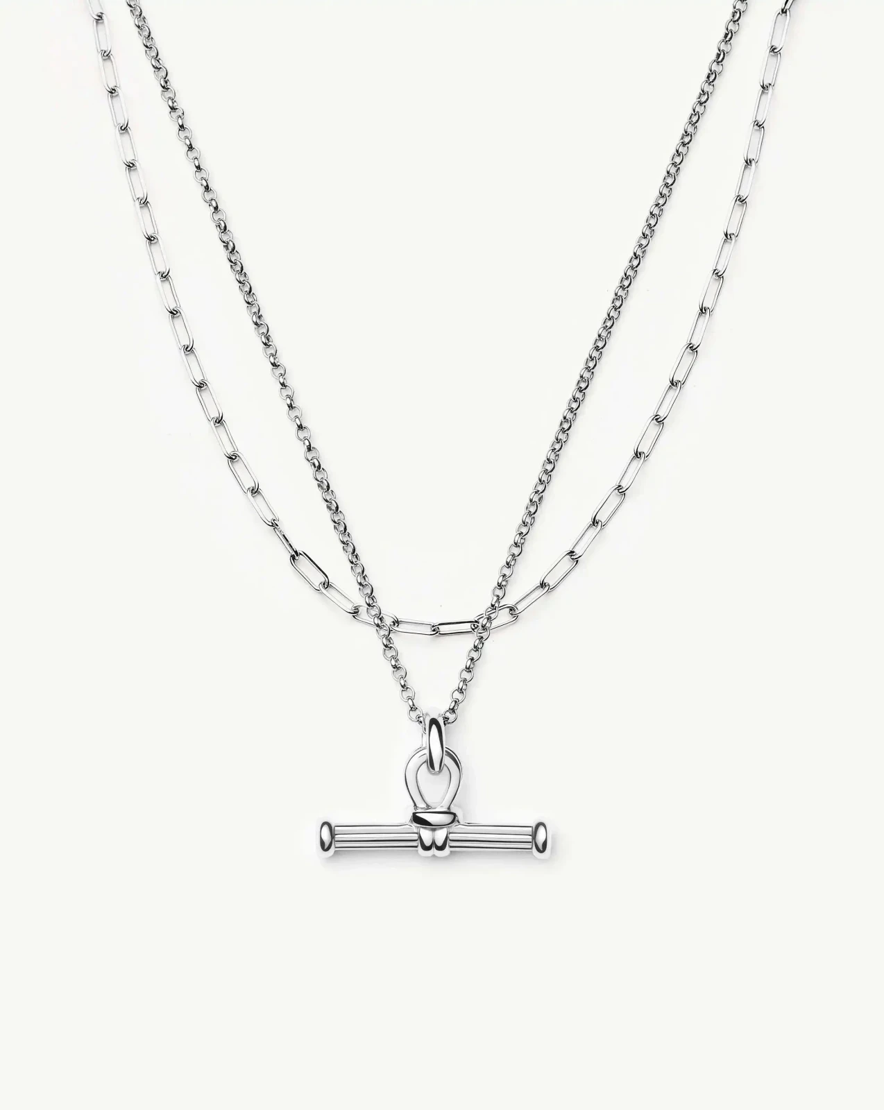 The Founder T-bar Necklace Set | Silver Plated