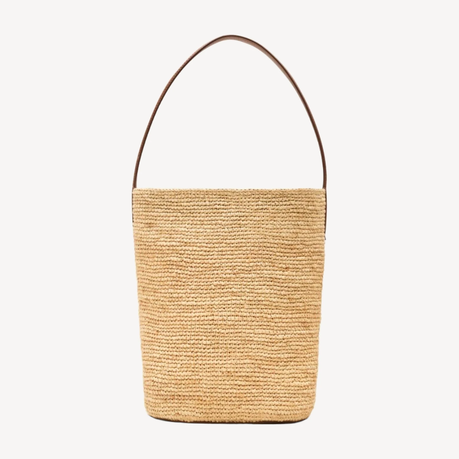 Berkeley handknotted bucket bag in raffia