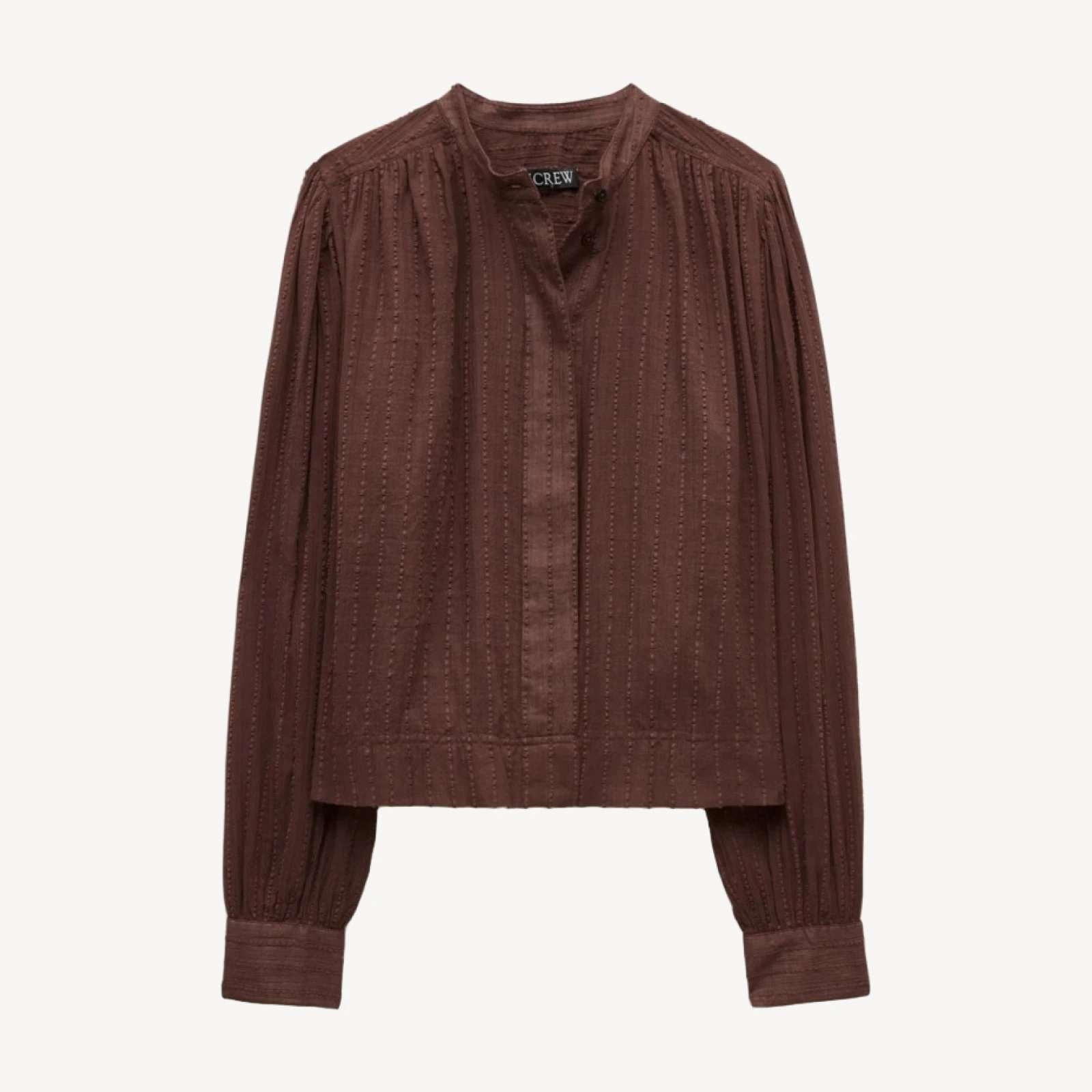 Button-front blouse in striped textured cotton