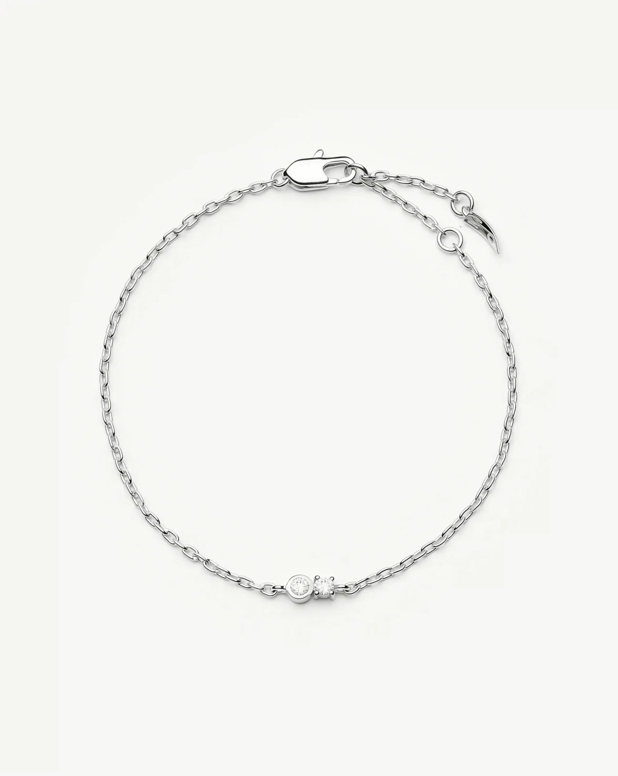 Duo Stone Chain Bracelet | Silver Plated/Cubic Zirconia