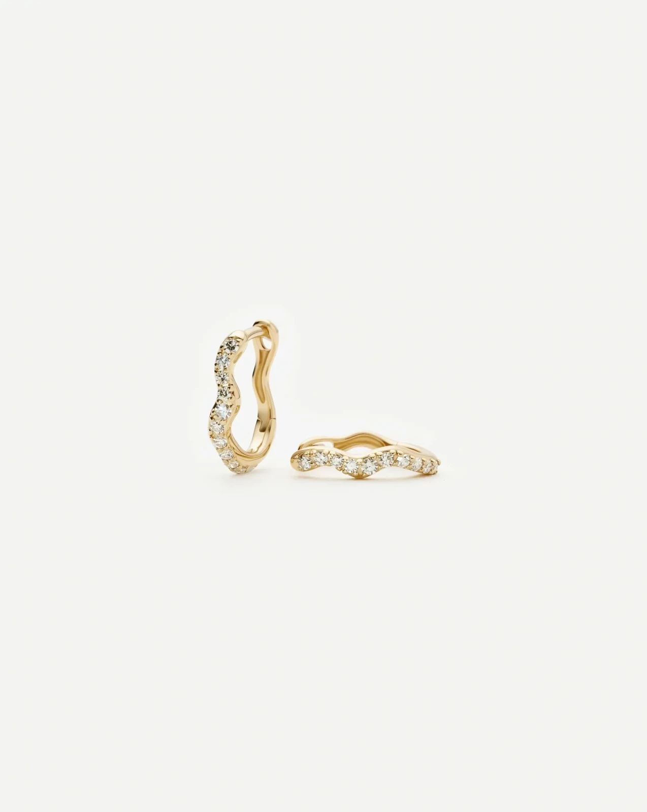 Solid Gold Diamond Molten Snow Huggie Earrings | 9ct Solid Yellow Gold/Lab Grown Diamonds