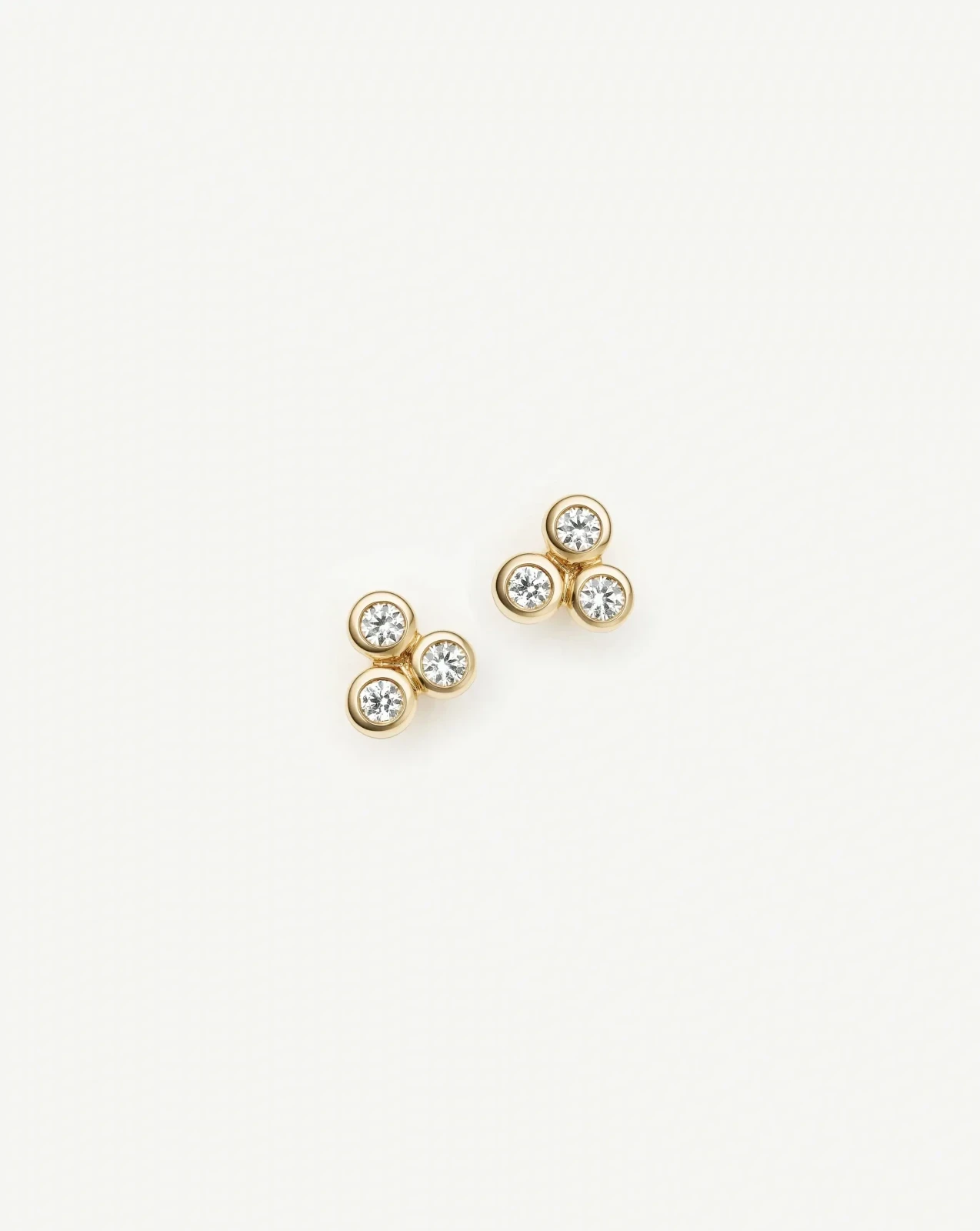 Solid Gold Sapphire Trio Stud Earrings | 9ct Solid Yellow Gold/Cubic Zirconia