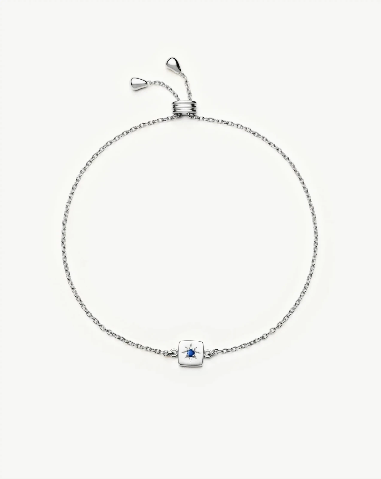 September Birthstone Slider Bracelet | Silver Plated/Lapis