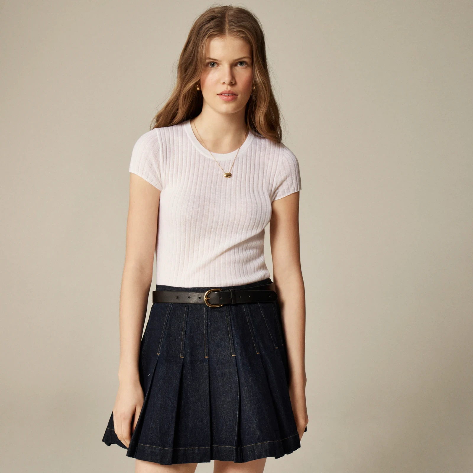 Featherweight cashmere ribbed sweater-tee