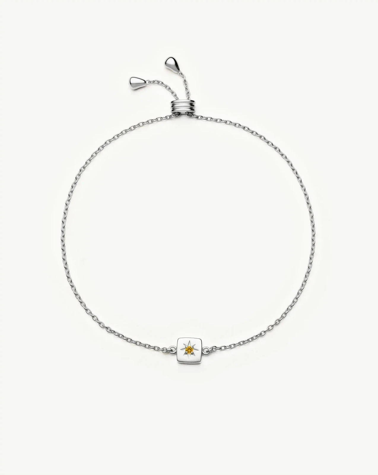 November Birthstone Slider Bracelet | Silver Plated/Citrine