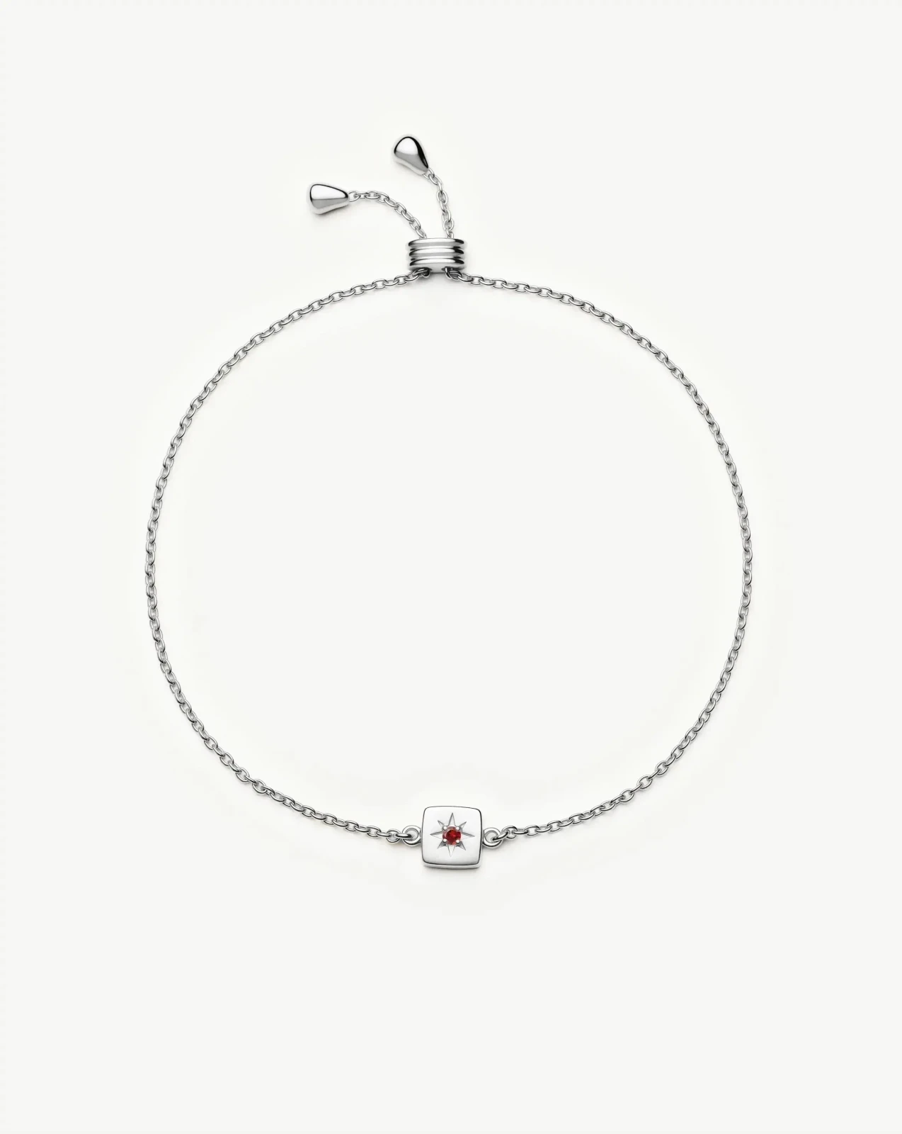 January Birthstone Slider Bracelet | Silver Plated/Natural Garnet