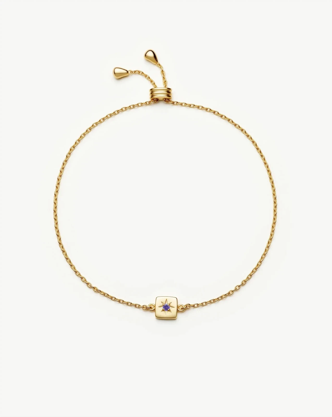 Feburary Birthstone Slider Bracelet | 18ct Gold Plated/Natural Amethyst