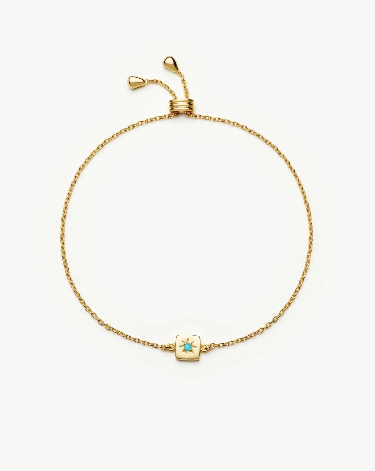 December Birthstone Slider Bracelet | 18ct Gold Plated/Dyed Turquoise Magnesite