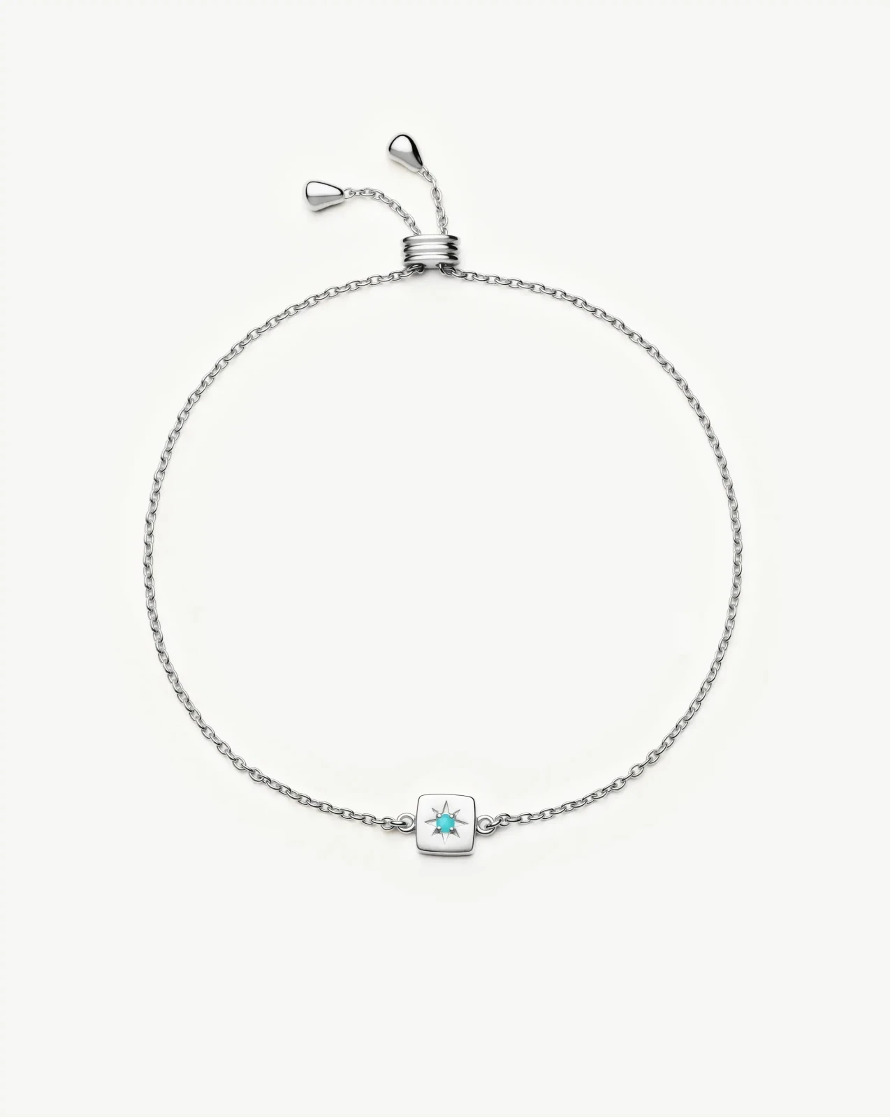 December Birthstone Slider Bracelet | Silver Plated/Dyed Turquoise Magnesite