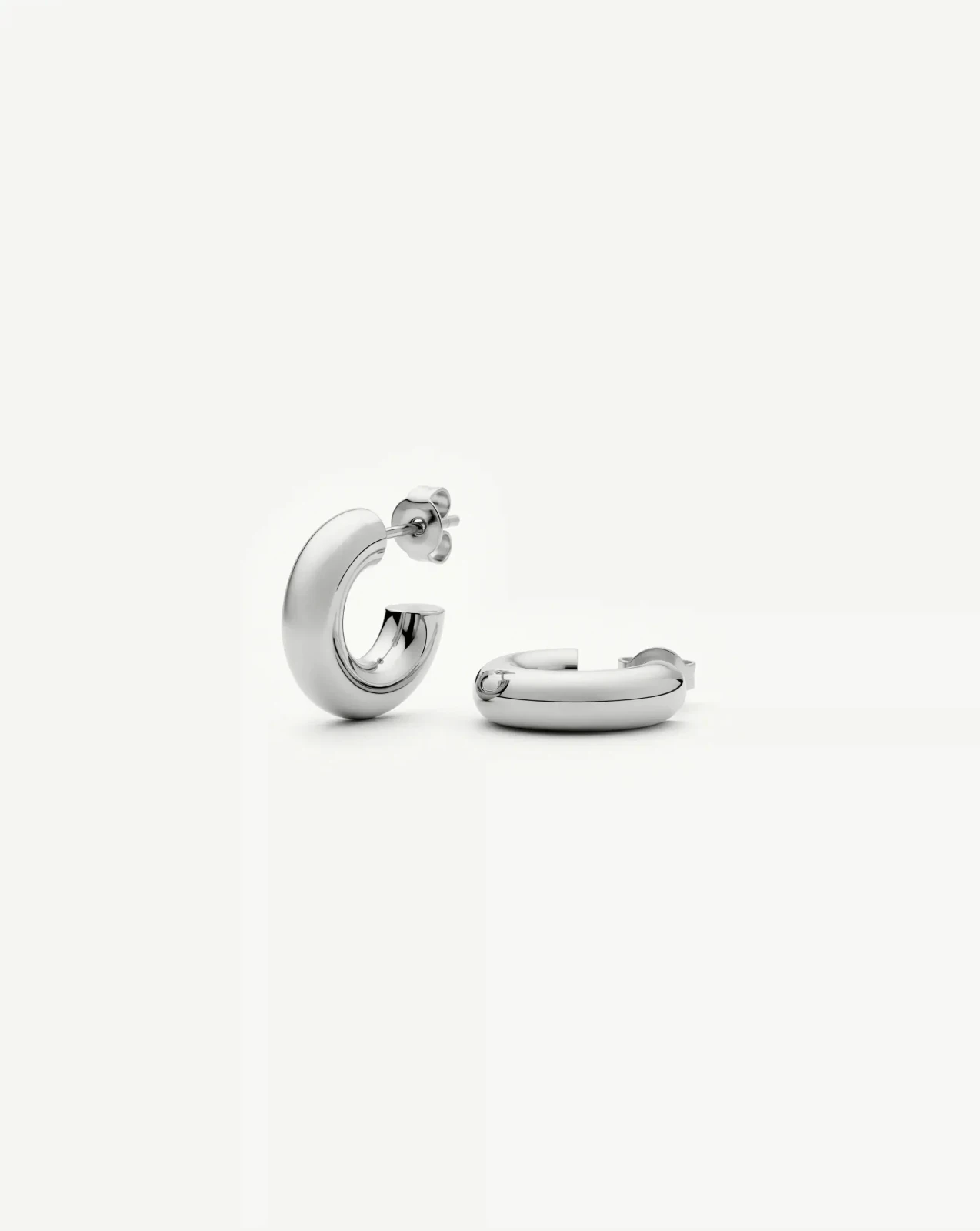 Classic Chubby Small Hoop Earrings | Platinum Plated