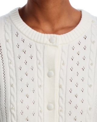 Aqua Pointelle Pearl Cardigan - Exclusive