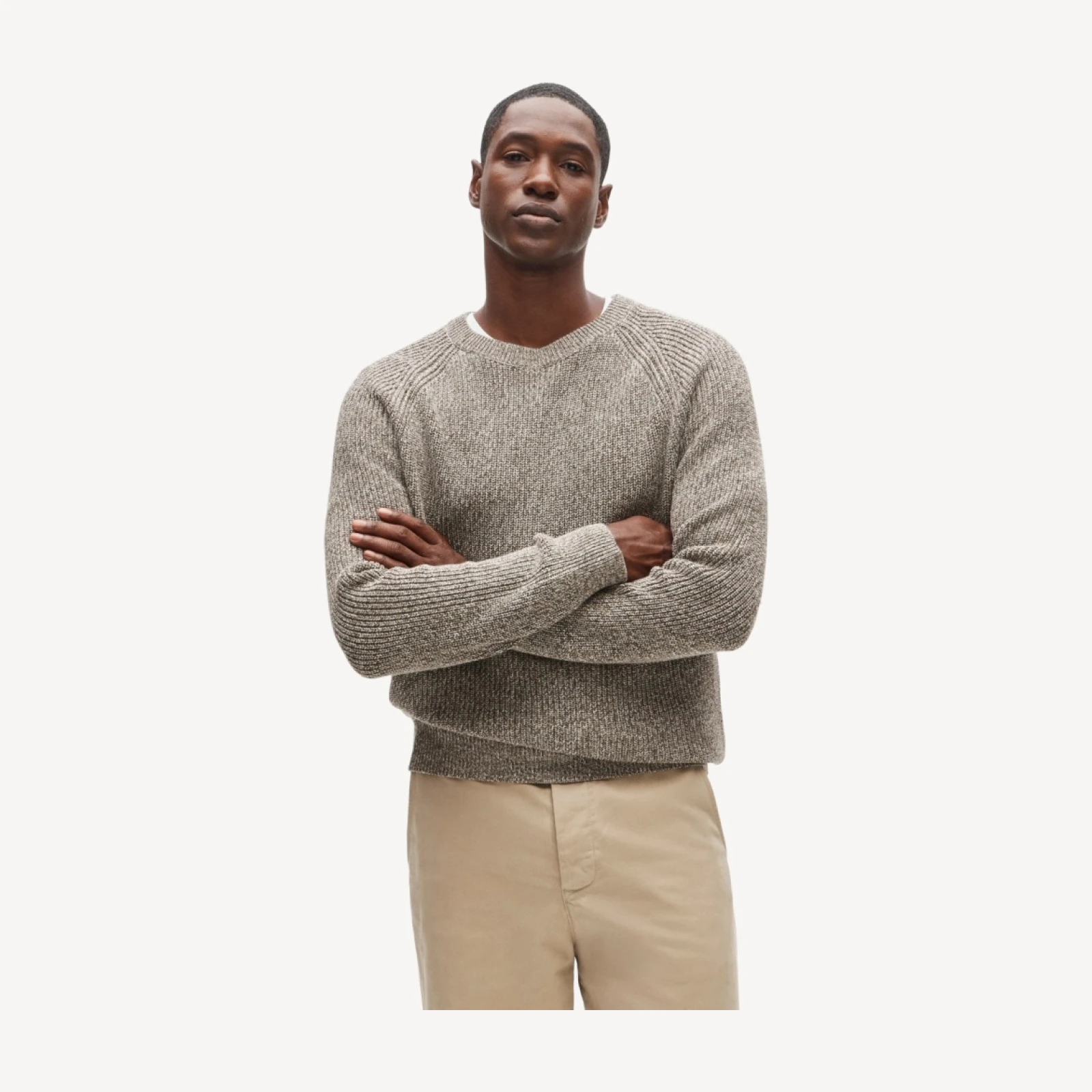 Rib-knit sweater in marled cotton