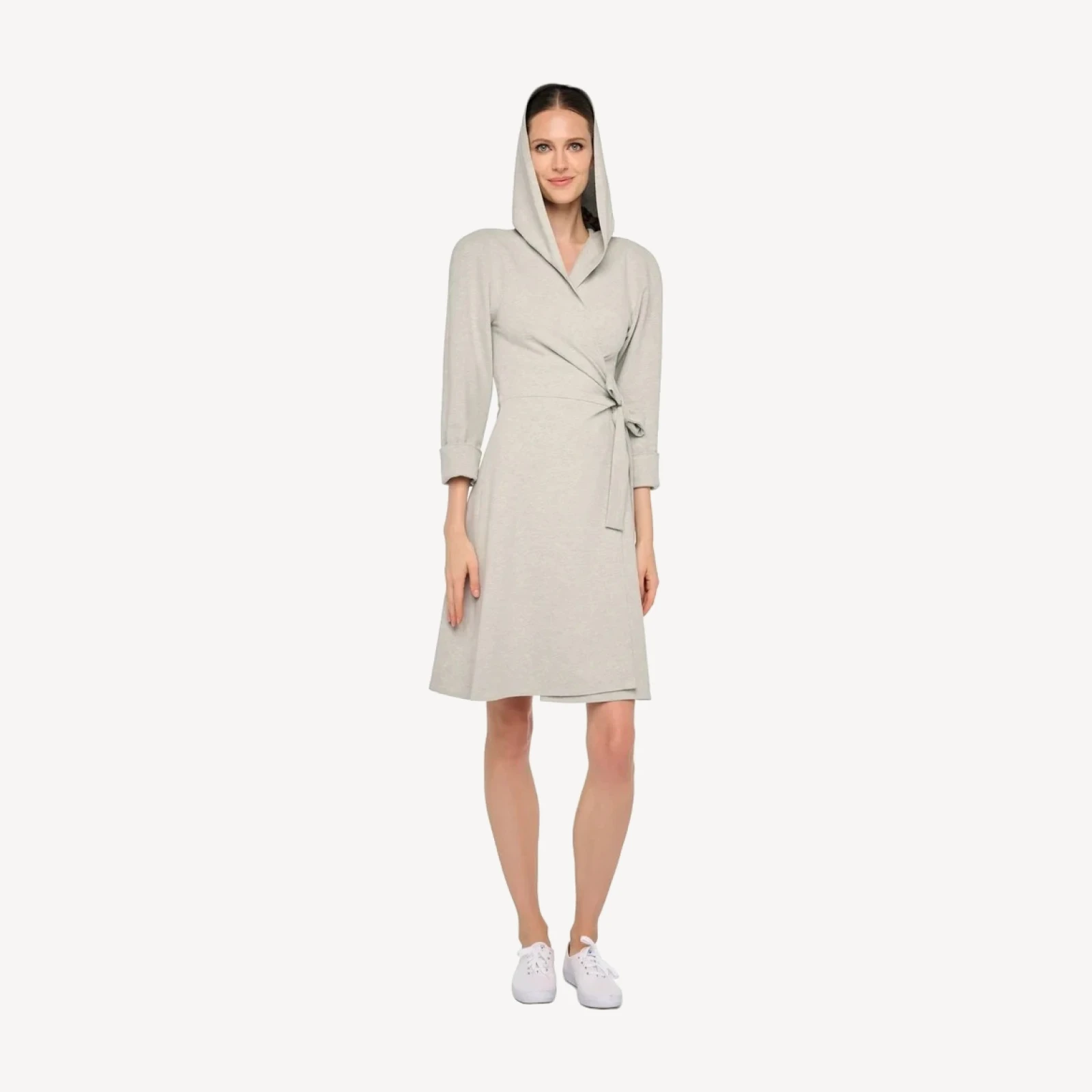 HOODED 1980S BOMBER WRAP DRESS