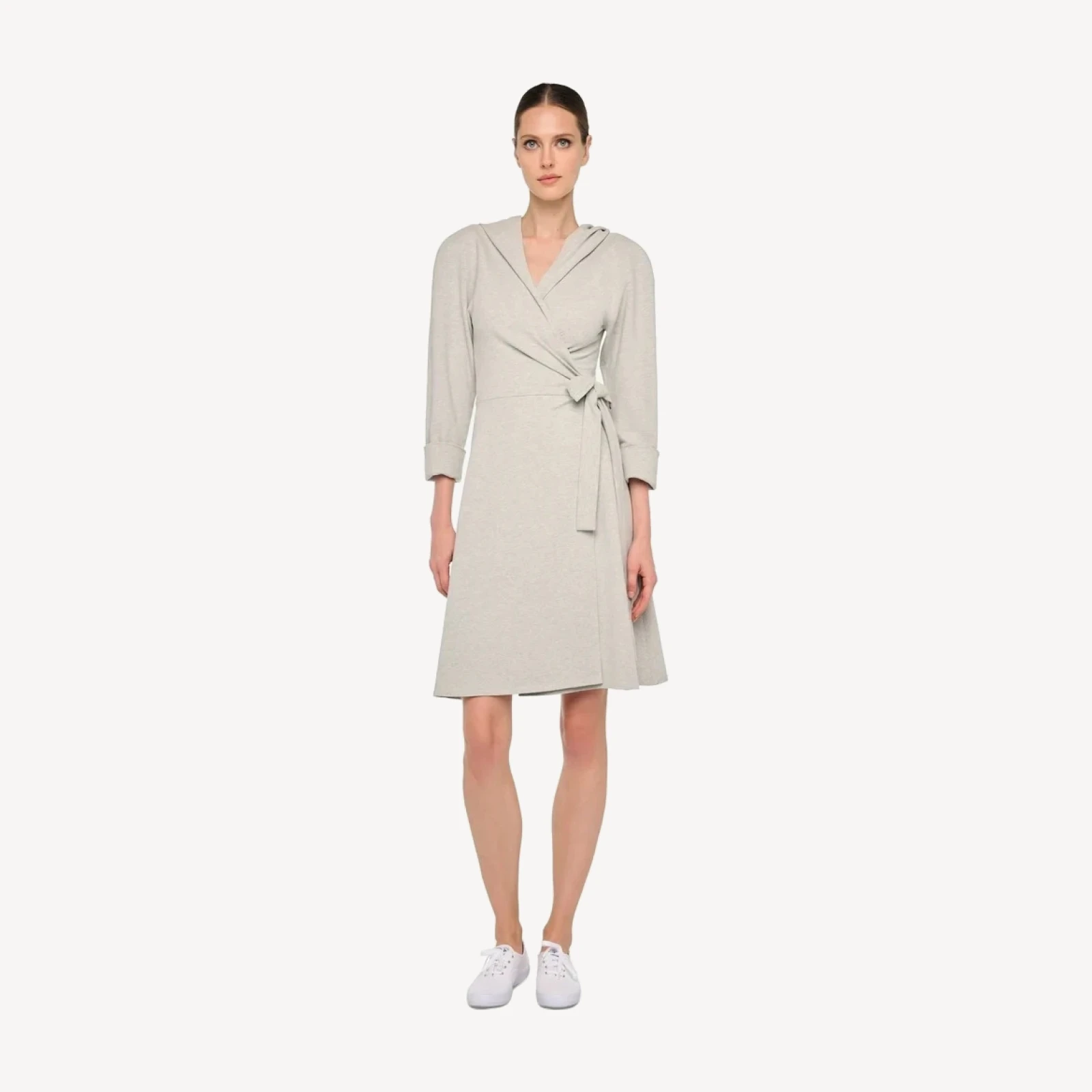 HOODED 1980S BOMBER WRAP DRESS