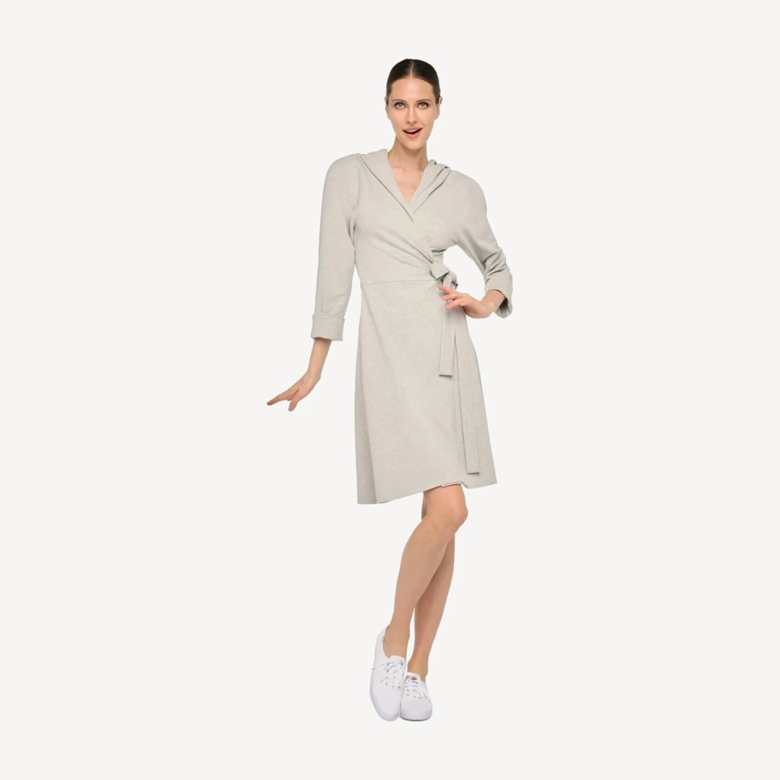 HOODED 1980S BOMBER WRAP DRESS