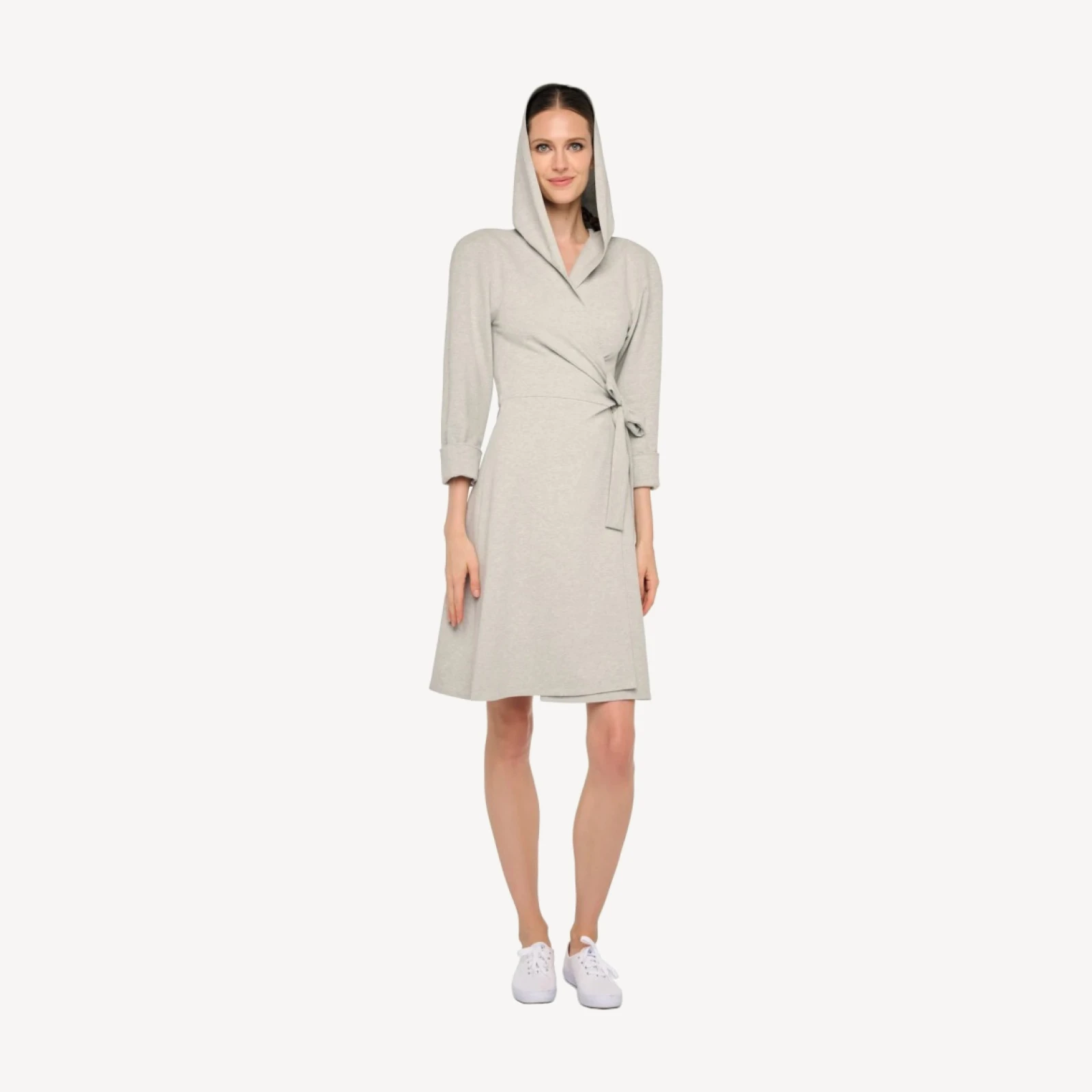 HOODED 1980S BOMBER WRAP DRESS