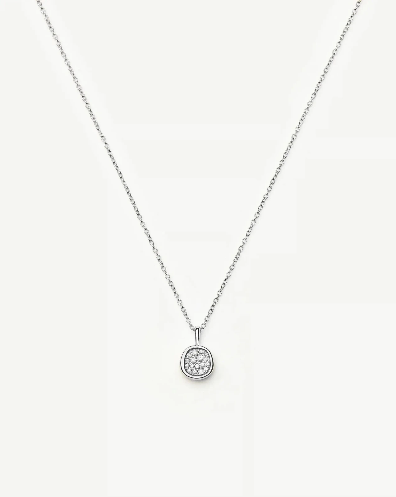 Molten Soft Square Pavé Pendant Necklace | Silver Plated/Cubic Zirconia