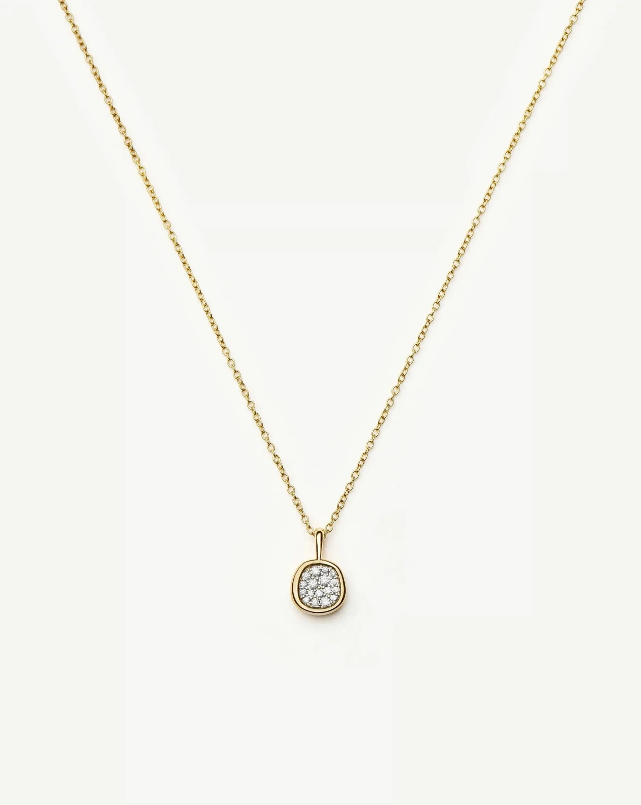 Molten Soft Square Pavé Pendant Necklace | 18ct Gold Plated/Cubic Zirconia