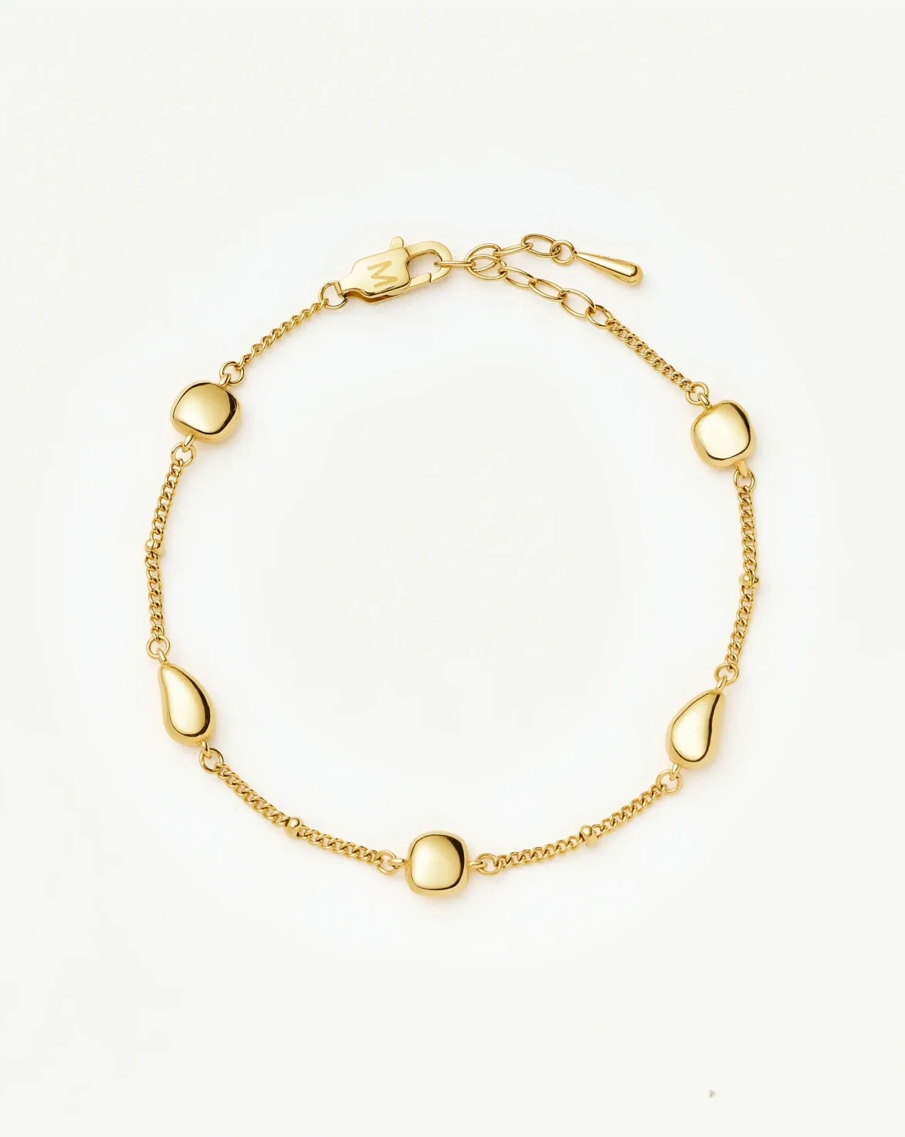 Molten Teardrop Multi Charm Bracelet | 18ct Gold Plated
