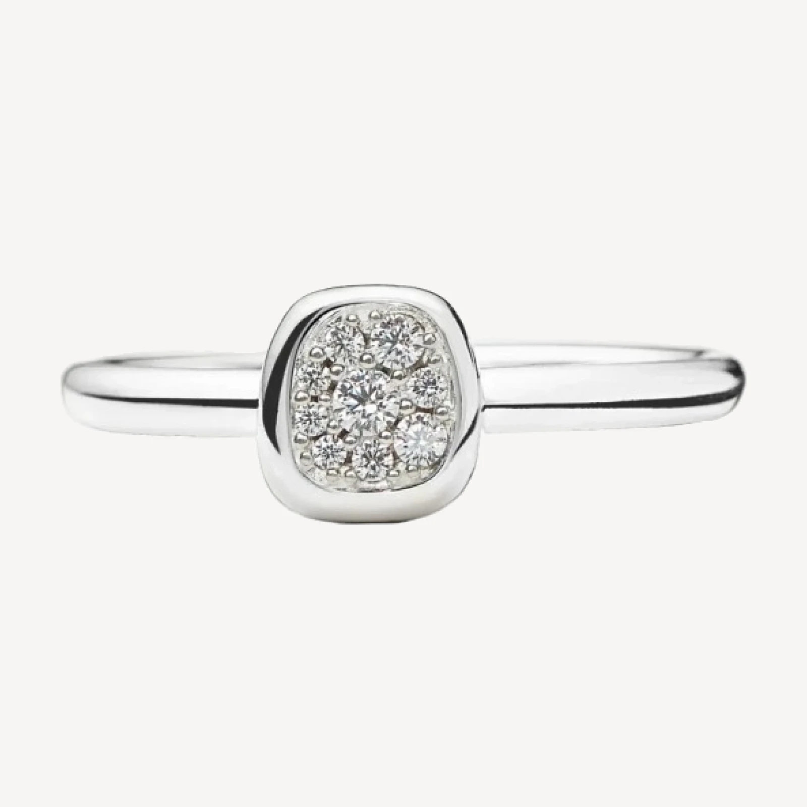 Molten Soft Square Pavé Ring | Silver Plated/Cubic Zirconia