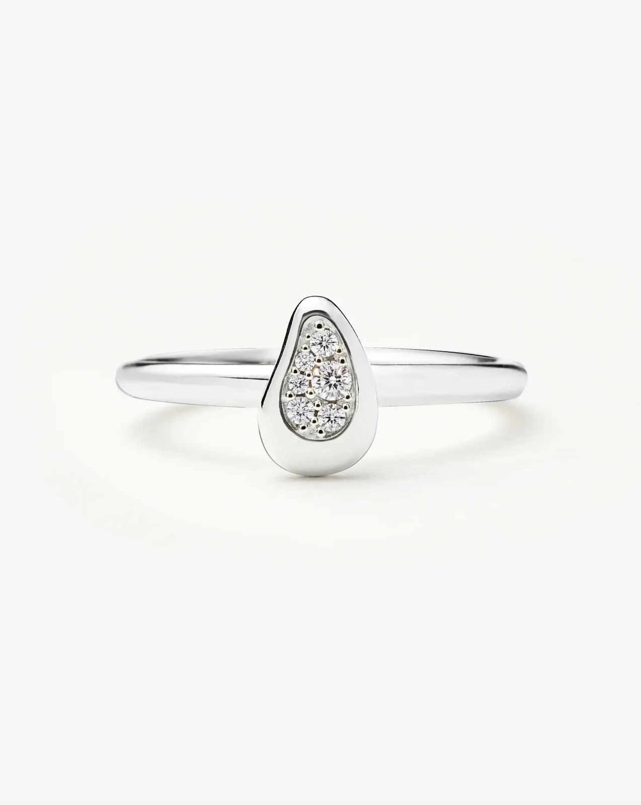 Molten Teardrop Pavé Ring | Silver Plated/Cubic Zirconia