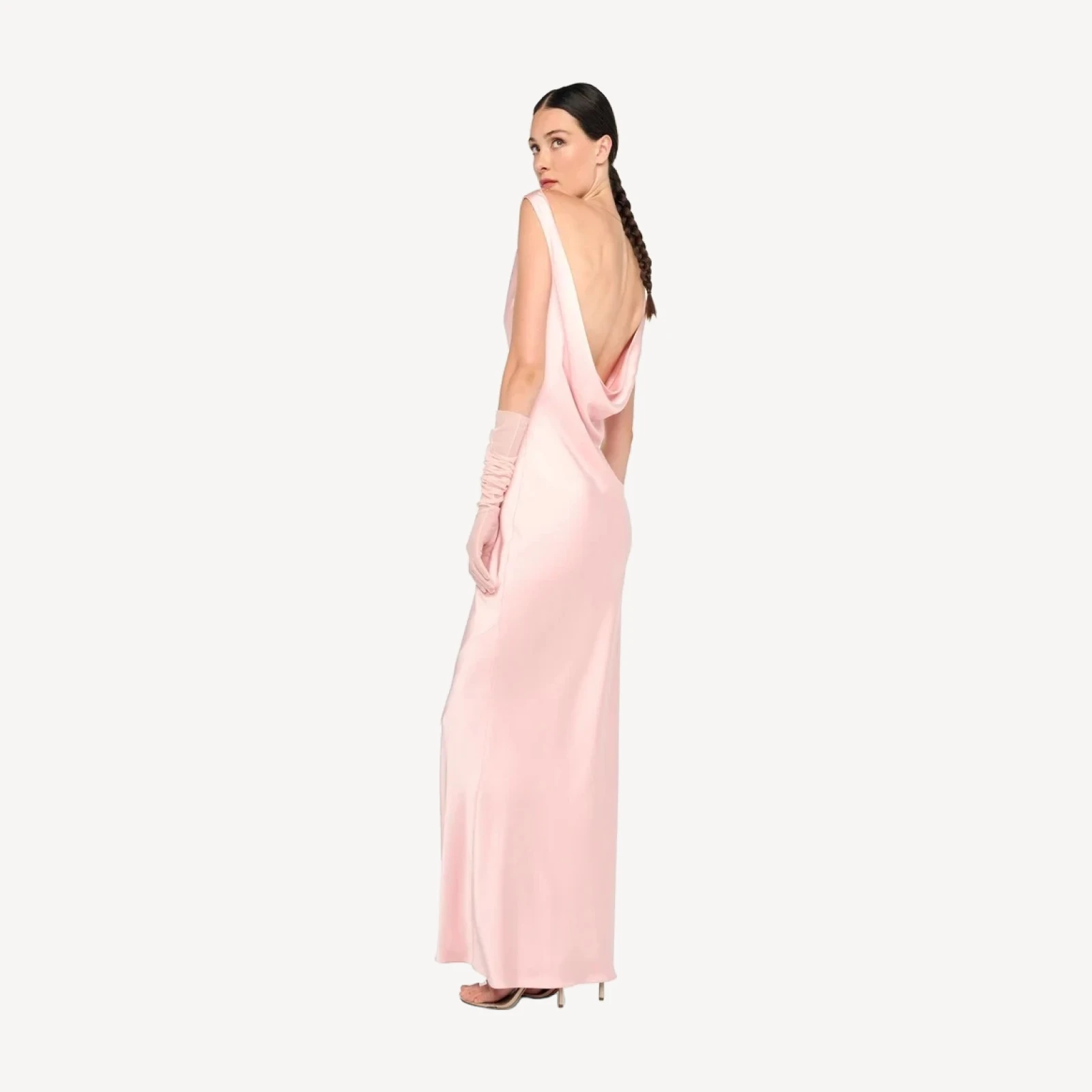 SLEEVELESS LOW BACK DRAPE GOWN