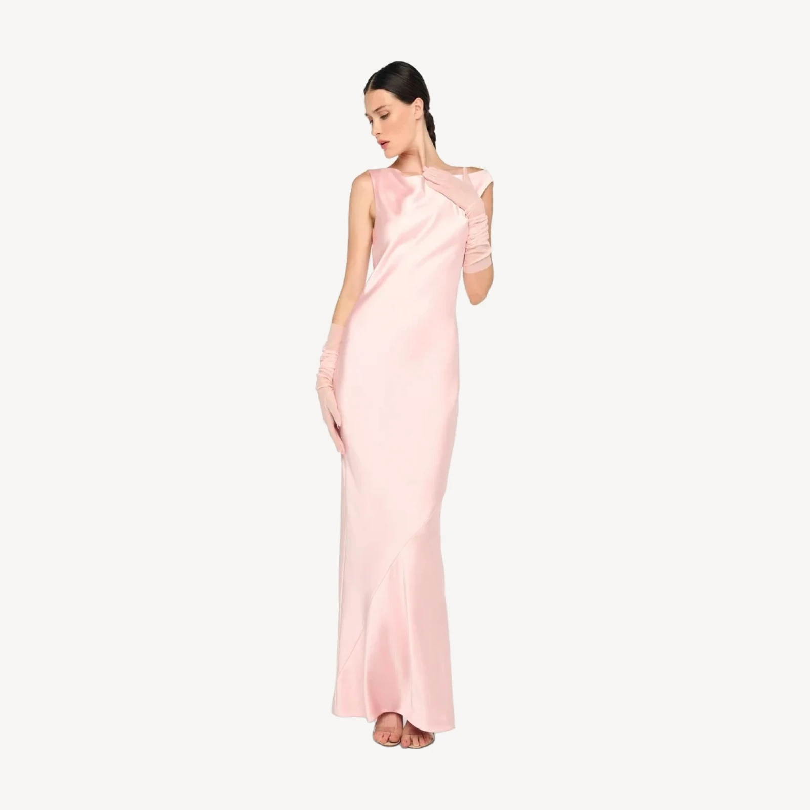 SLEEVELESS LOW BACK DRAPE GOWN