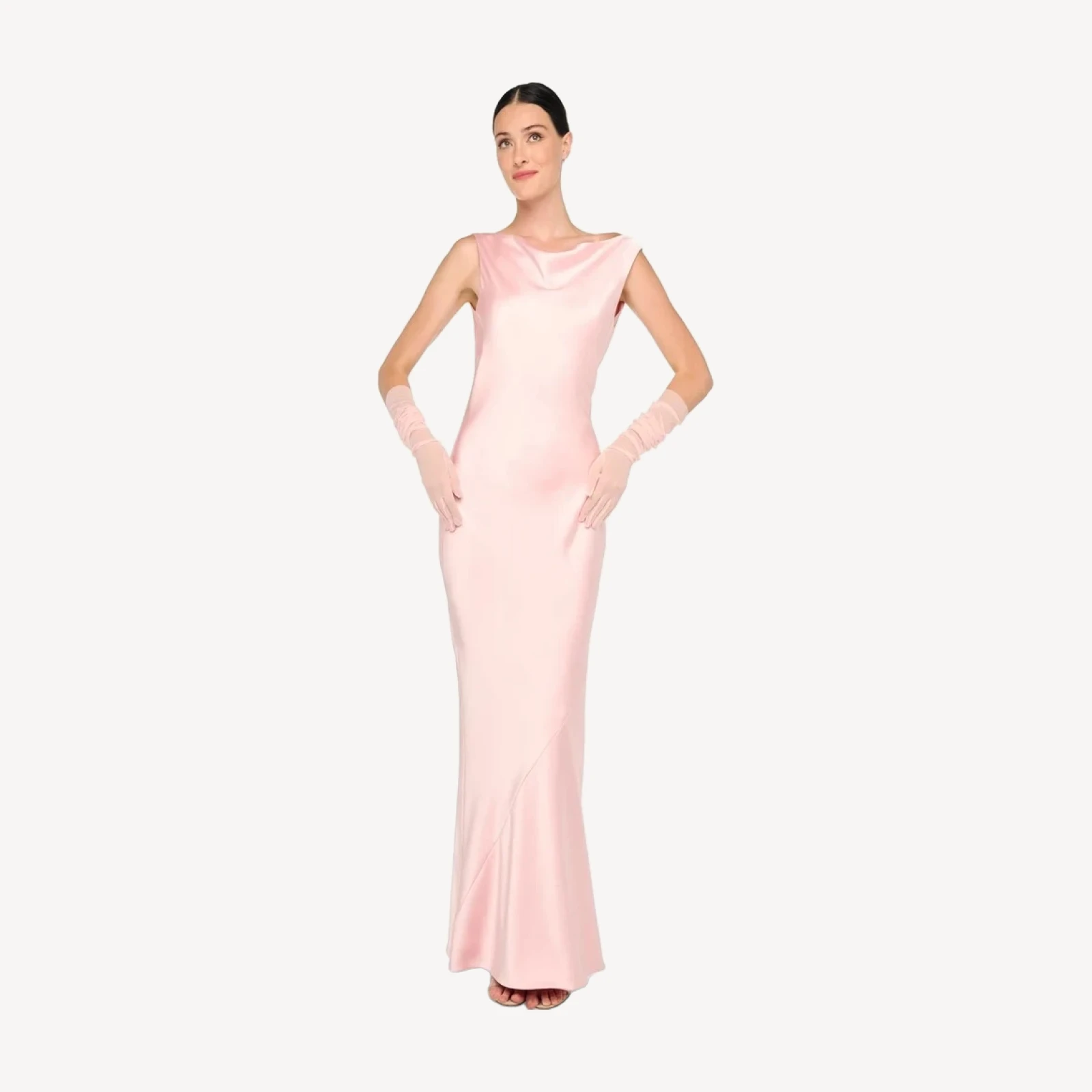 SLEEVELESS LOW BACK DRAPE GOWN