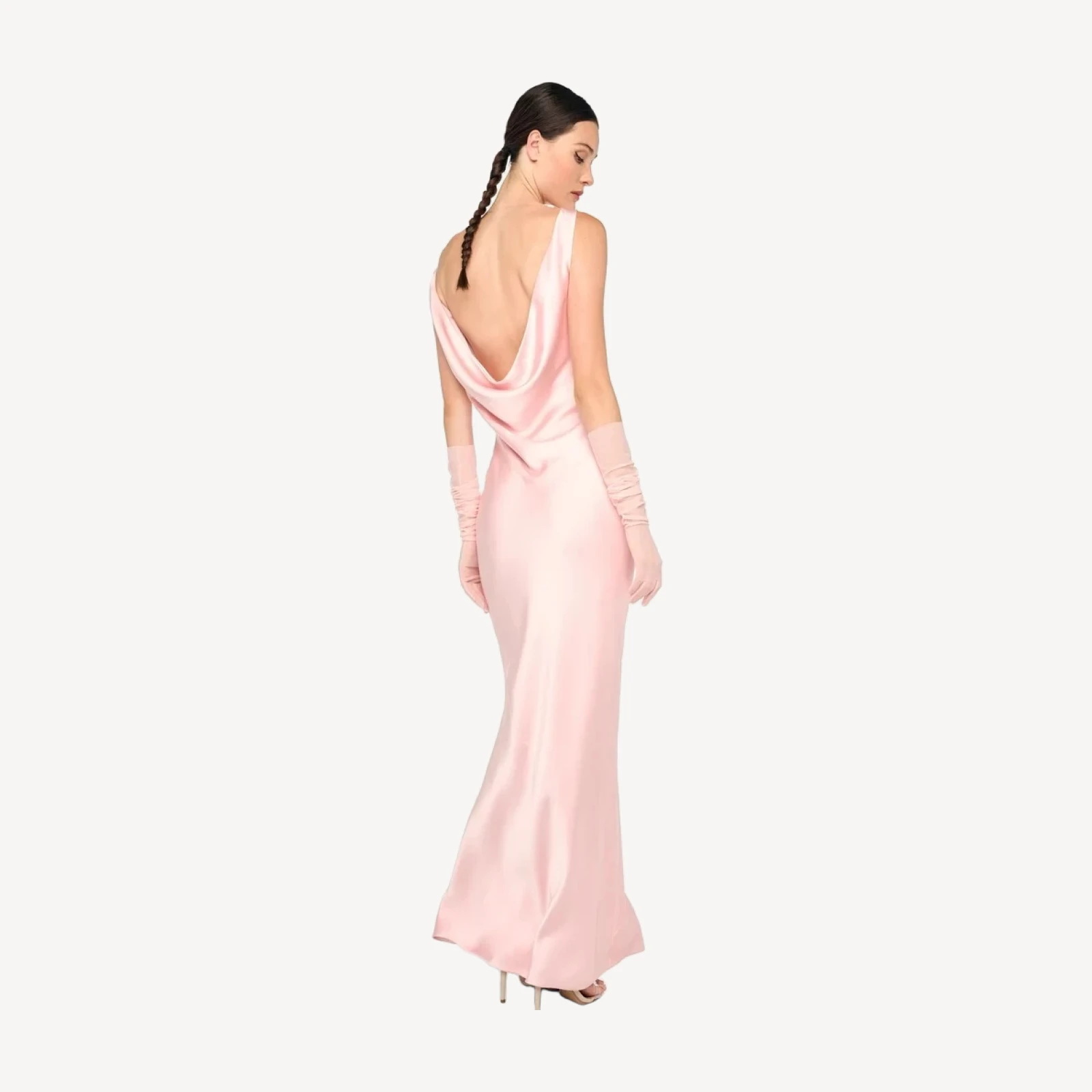 SLEEVELESS LOW BACK DRAPE GOWN