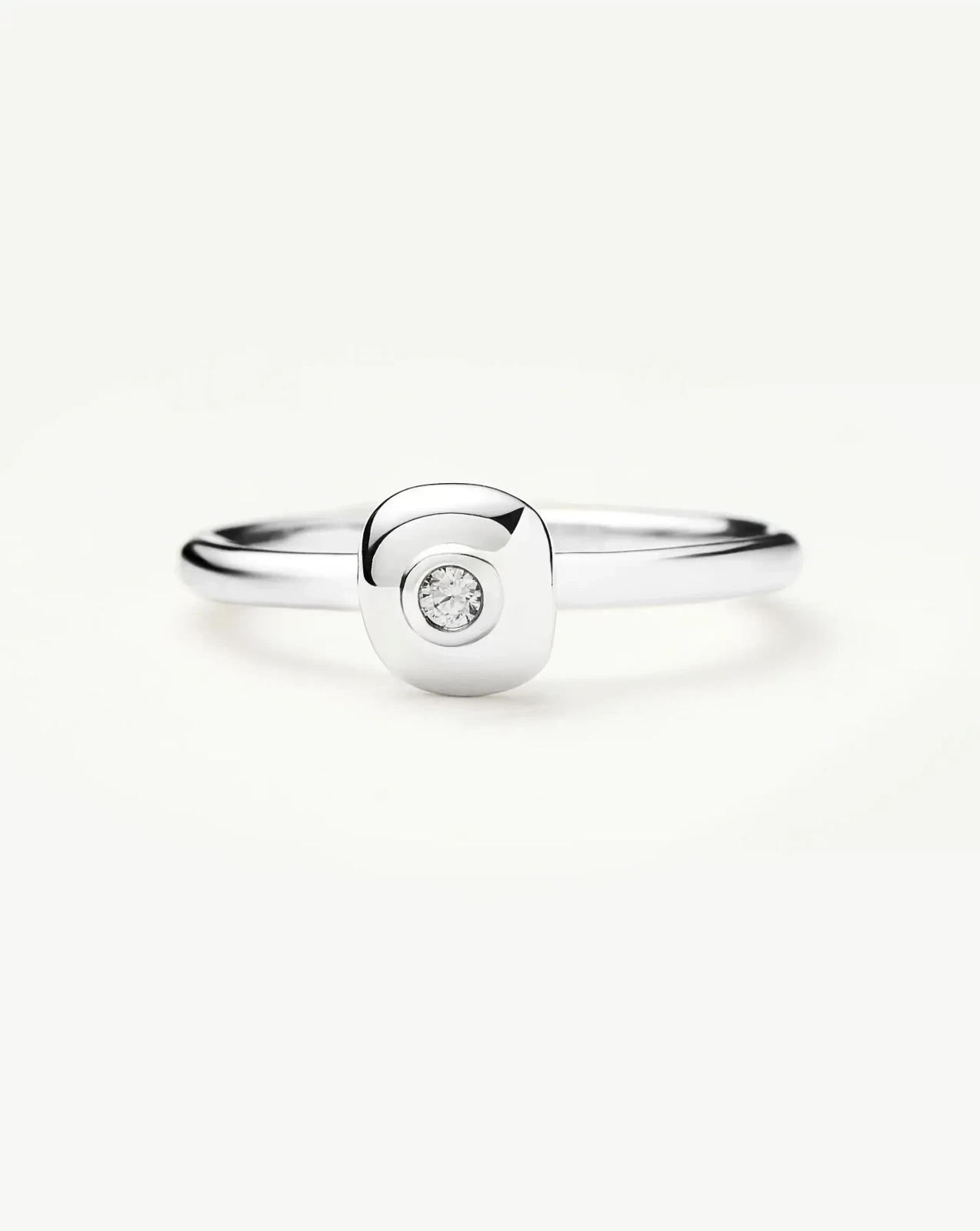 Molten Soft Square Ring | Silver Plated/Cubic Zirconia