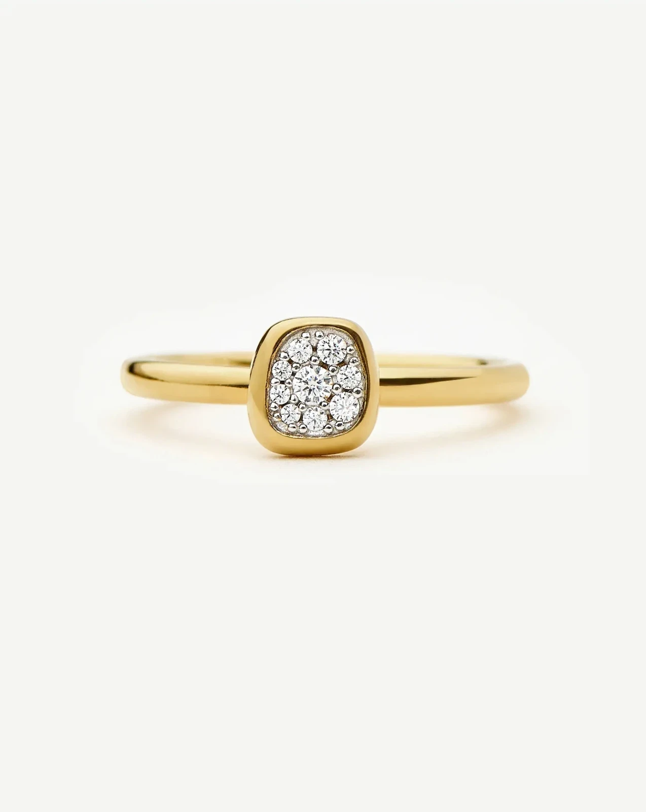 Molten Soft Square Pavé Ring | 18ct Gold Plated/Cubic Zirconia
