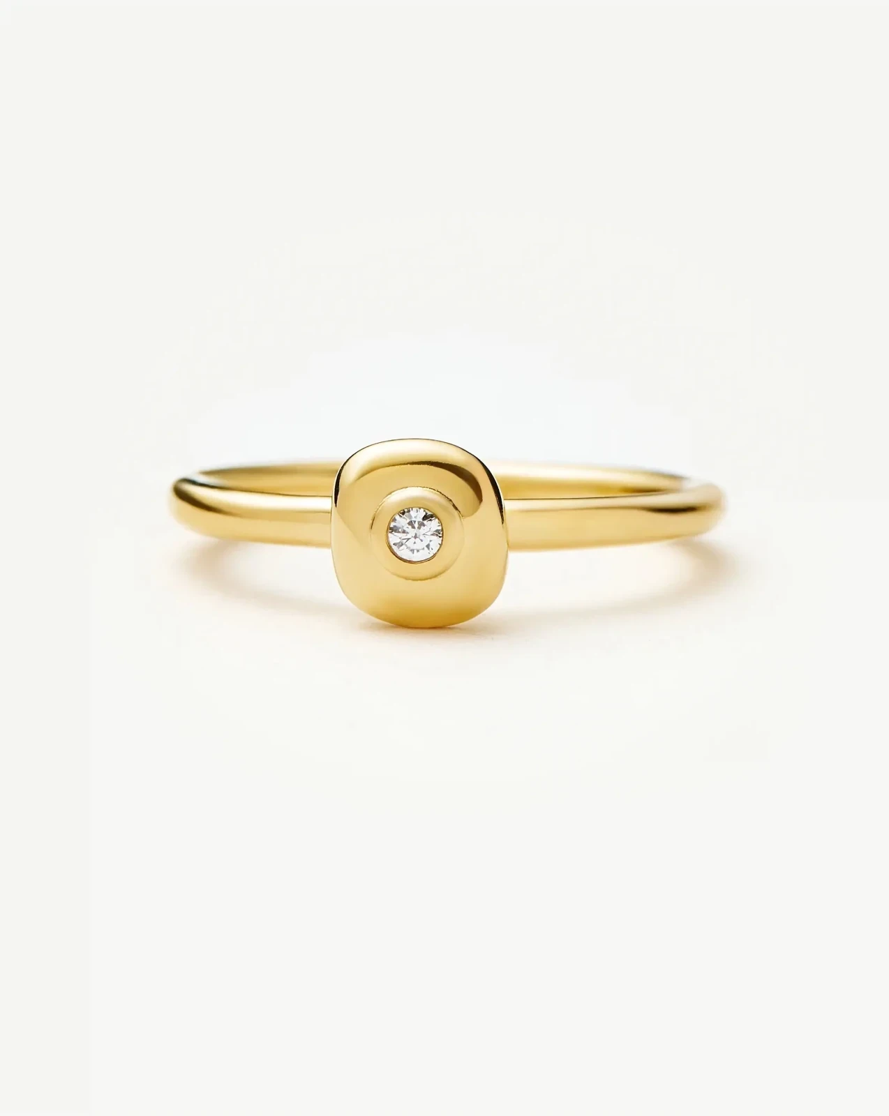 Molten Soft Square Ring | 18ct Gold Plated/Cubic Zirconia