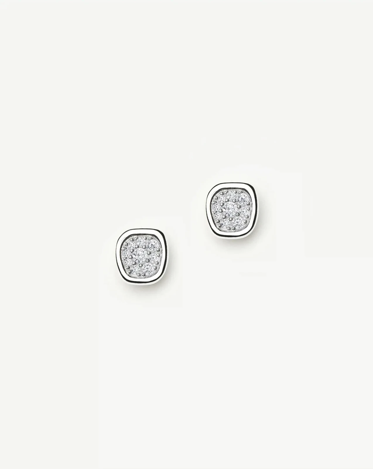 Molten Soft Square Pavé Stud Earrings | Silver Plated/Cubic Zirconia