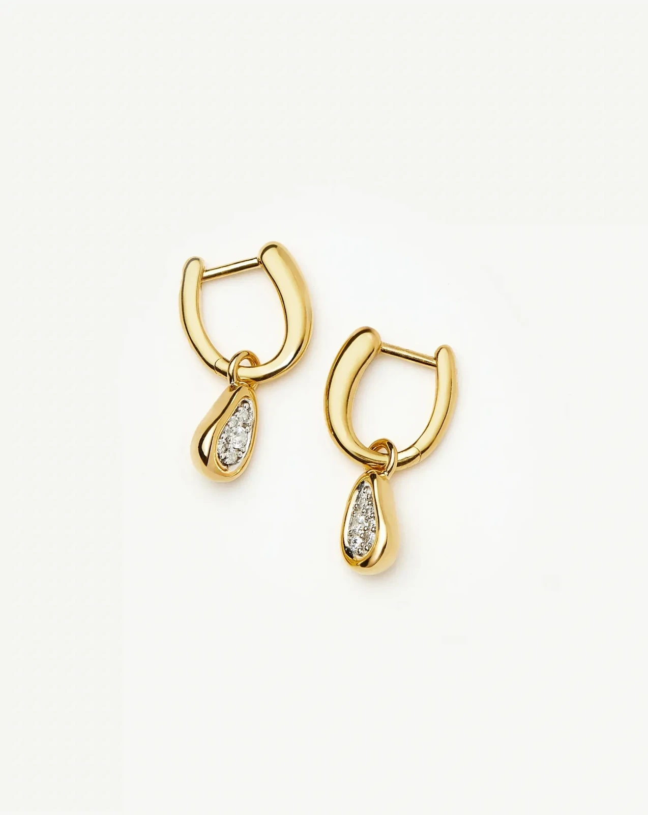 Molten Teardrop Pavé Charm Hoop Earrings | 18ct Gold Plated/Cubic Zirconia