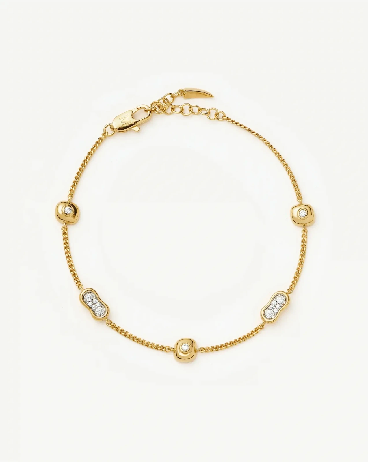 Molten Pavé Multi Charm Bracelet | 18ct Gold Plated/Cubic Zirconia