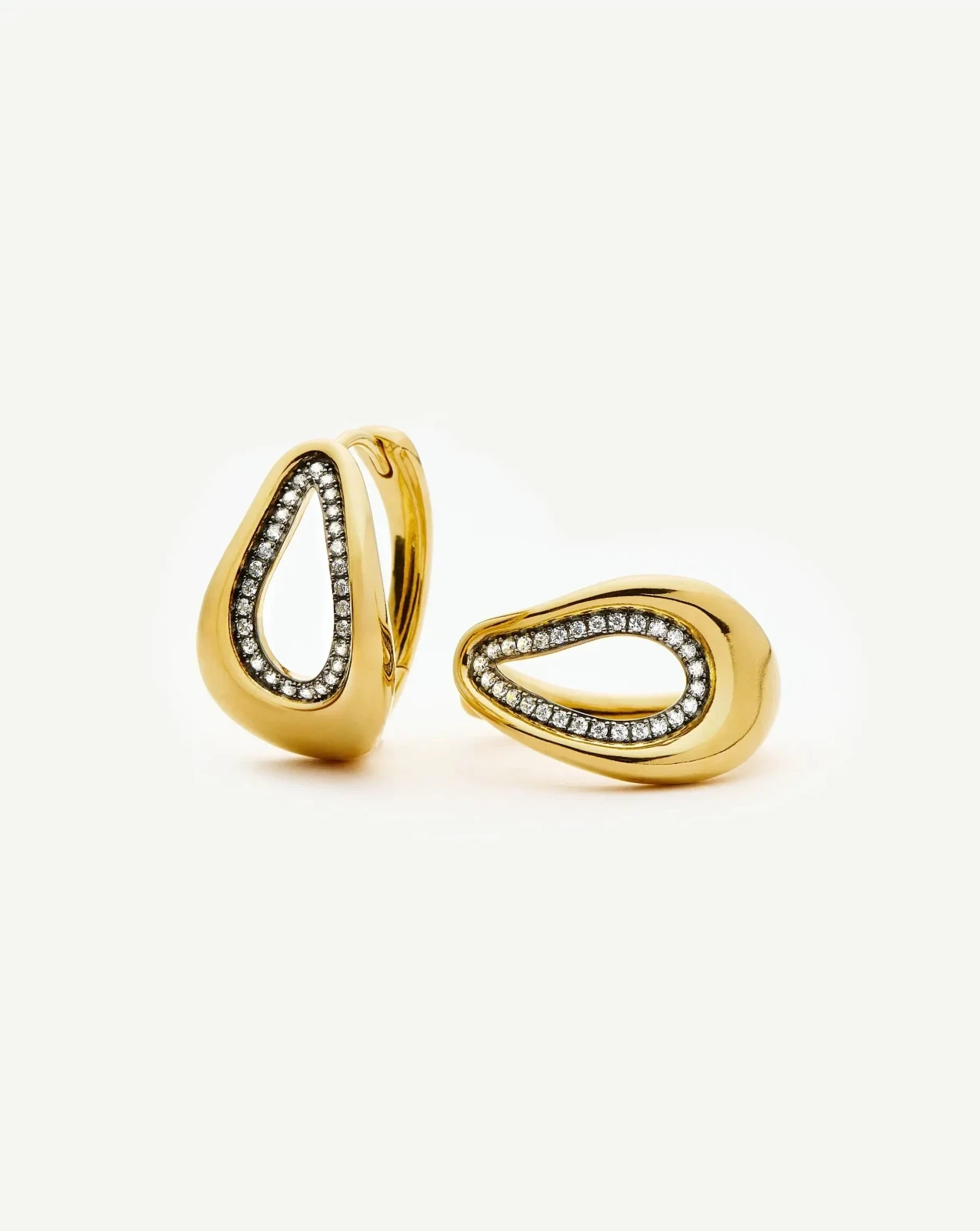 Molten Teardrop Pavé Hoop Earrings | 18ct Gold Plated/Cubic Zirconia